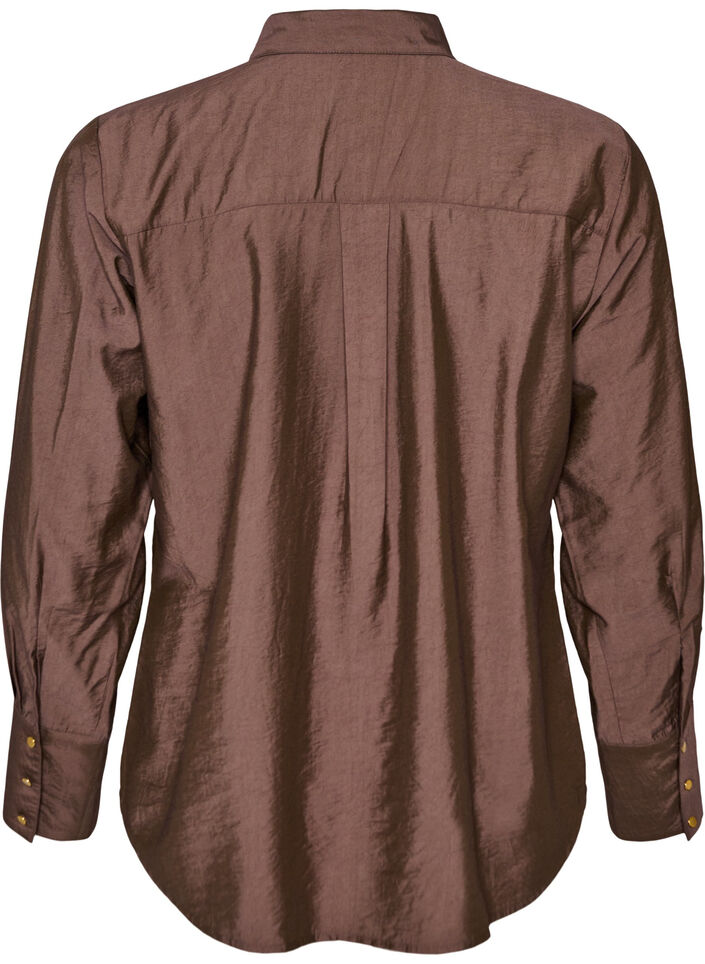 Chemise en viscose avec des boutons dor&eacute;s, Marron, Packshot image number 1