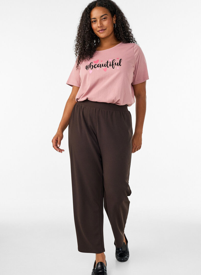 T-shirt imprim&eacute;, Rose poudr&eacute;e, Model image number 1