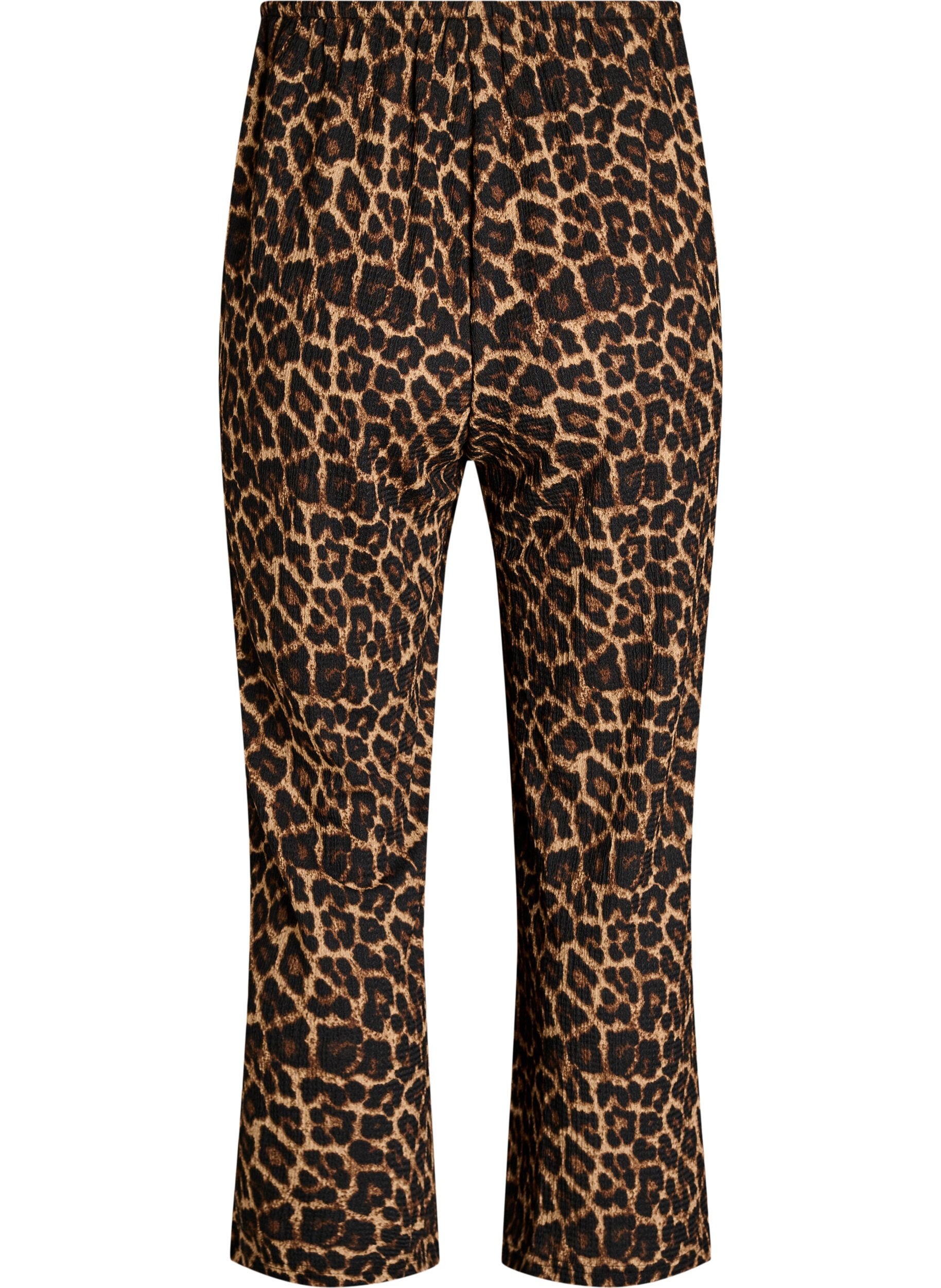 Zizzi Hose mit weitem Bein aus einem leichten strukturierten Stoff, Schwarz, Packshot image number 1