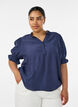 Bluse aus einer gecrinkelten Viskosemischung mit V-Ausschnitt, Blau, Model image number 0