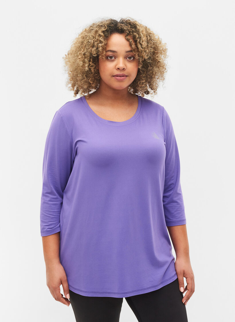 Trainingsshirt mit 3/4-&Auml;rmeln, Lila, Model image number 0