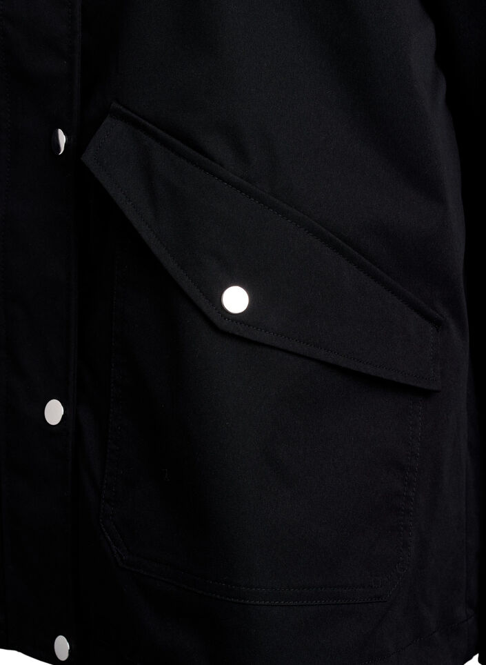 Kurze Frühlingsjacke mit abnehmbarer Kapuze, Schwarz, Packshot image number 3