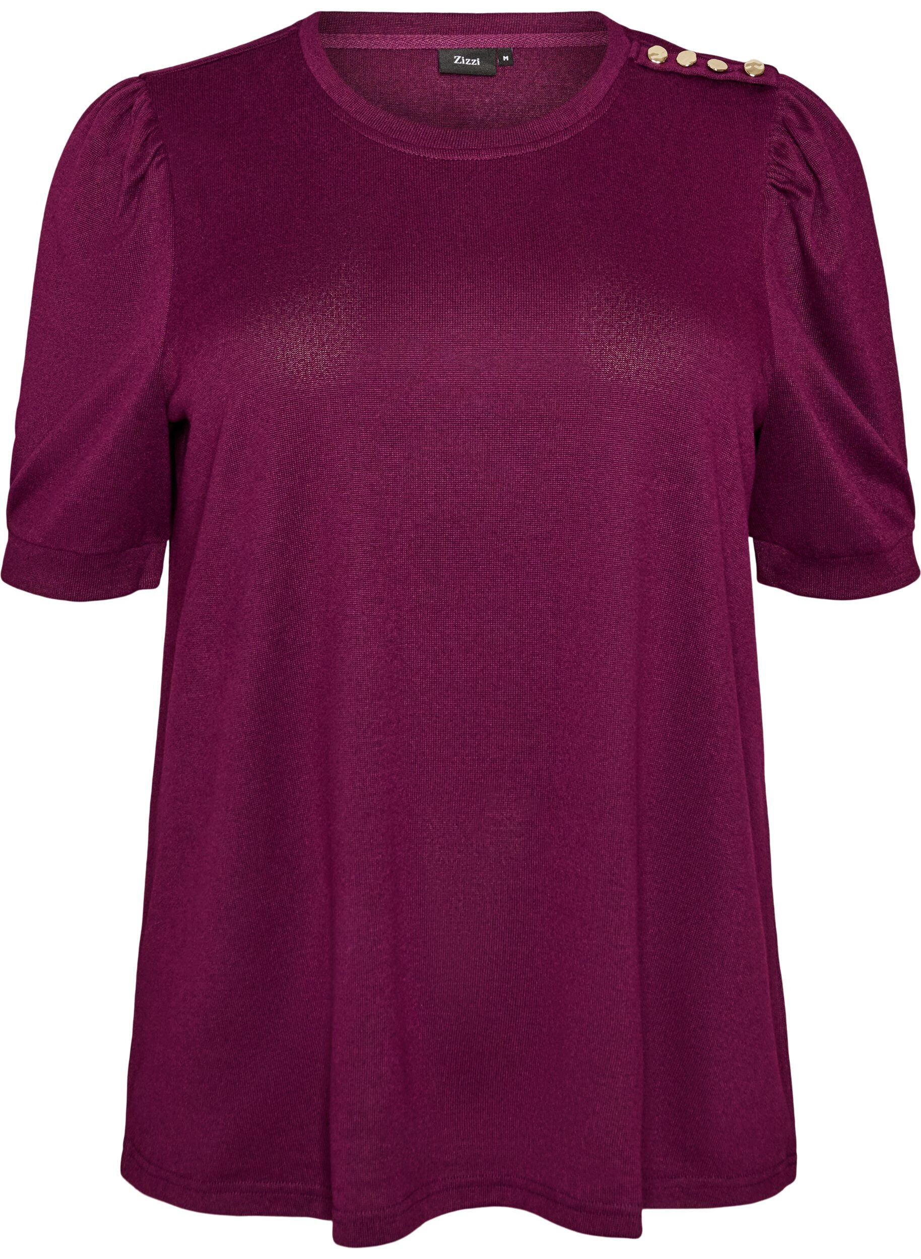 Bluse mit Knopfdetail und kurzen Puff&auml;rmeln