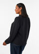 Blouse avec col en V et bande en crochet, Noir, Model image number 2