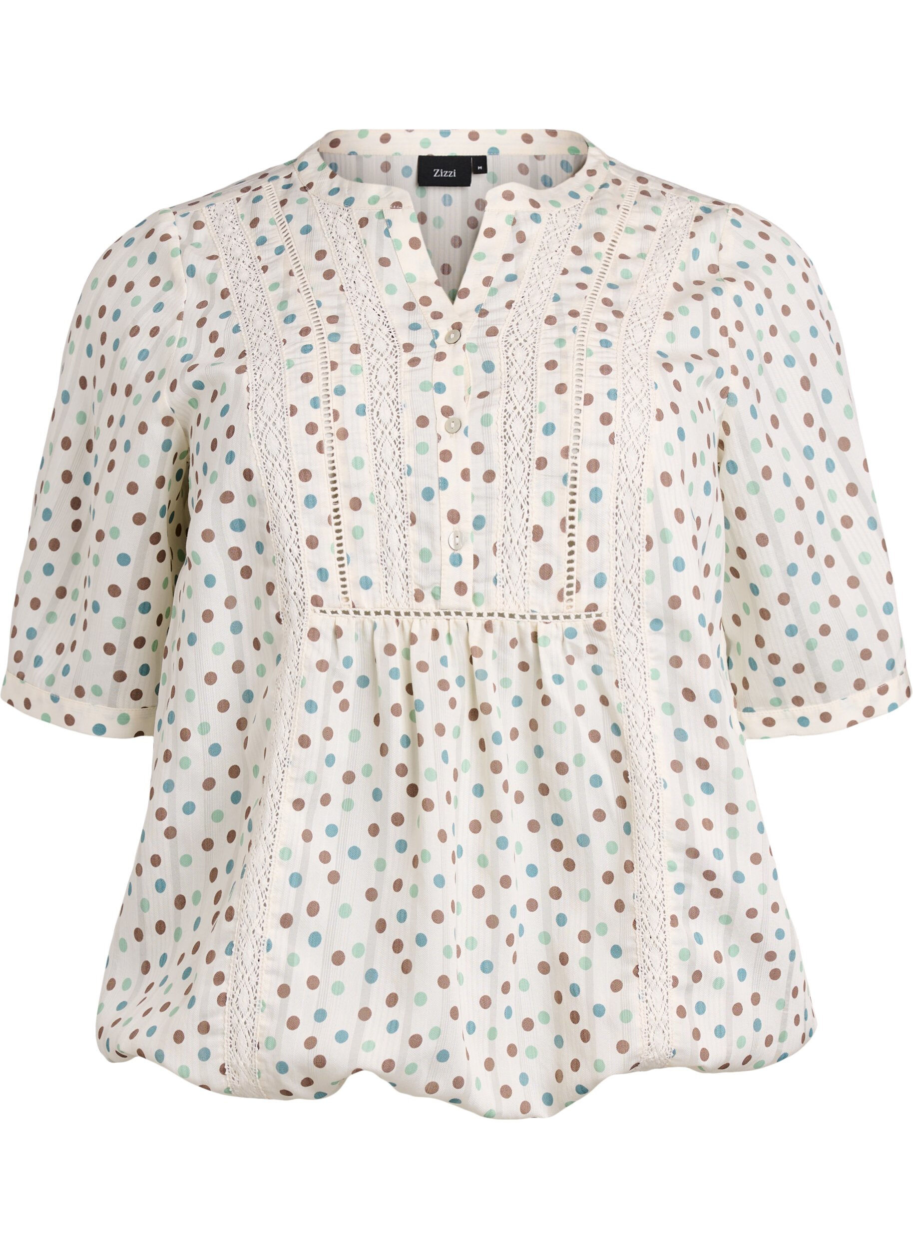 ZizziBlouse imprim&eacute;e &agrave; manches 1/2, Blanc, Packshot image number 0