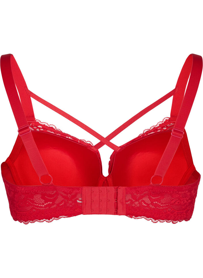 Wattierter BH mit Spitze und Straps, Red Ass., Packshot image number 1