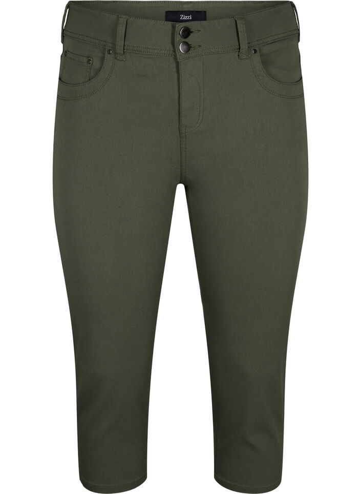 Pantalon capri ajusté en mélange de viscose, Thyme, Packshot image number 0