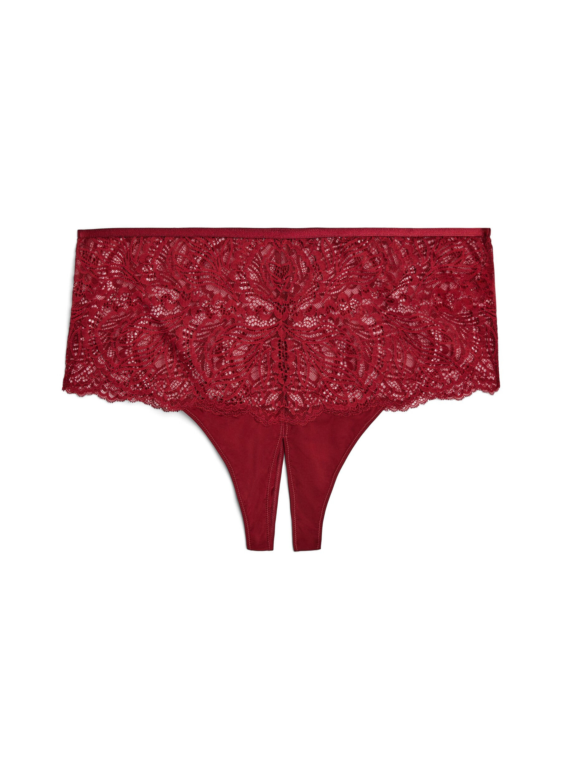 Schrittfreier Hipster-String mit Spitze und hoher Taille