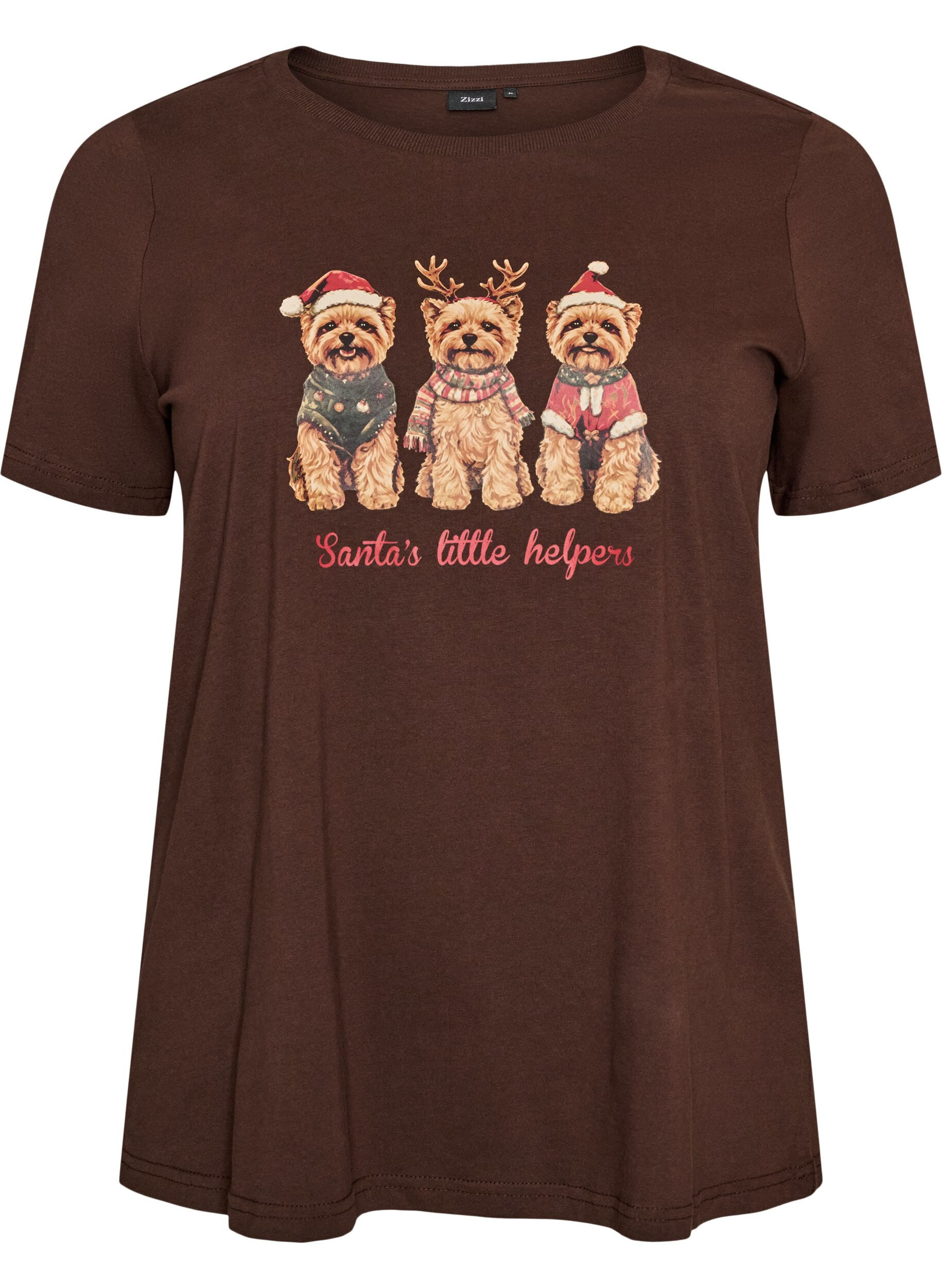 ZizziT-shirt de No&euml;l en coton bio, Marron, Packshot image number 0