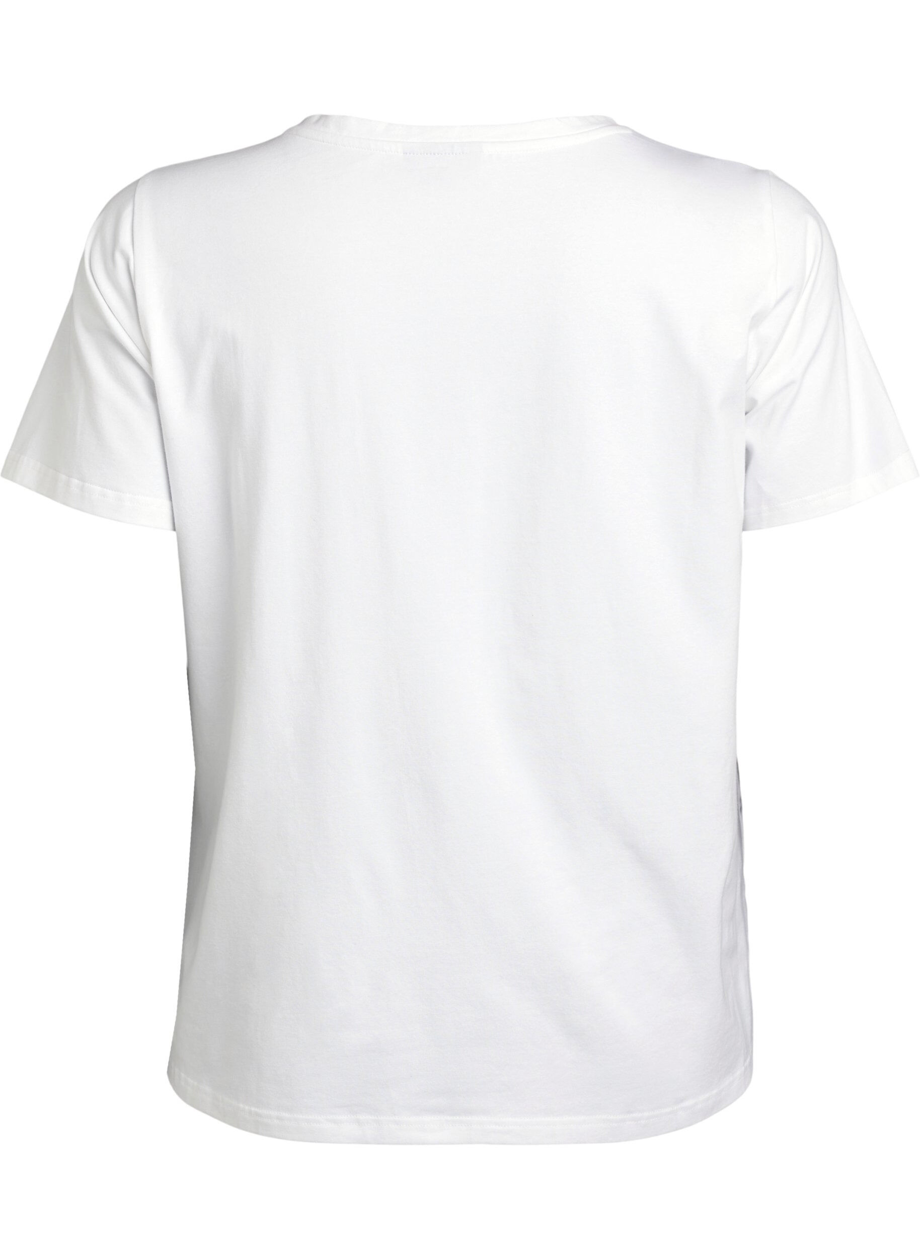 Zizzi T-shirt en coton biologique avec imprim&eacute; floral, B. White w. Rose, Packshot image number 1