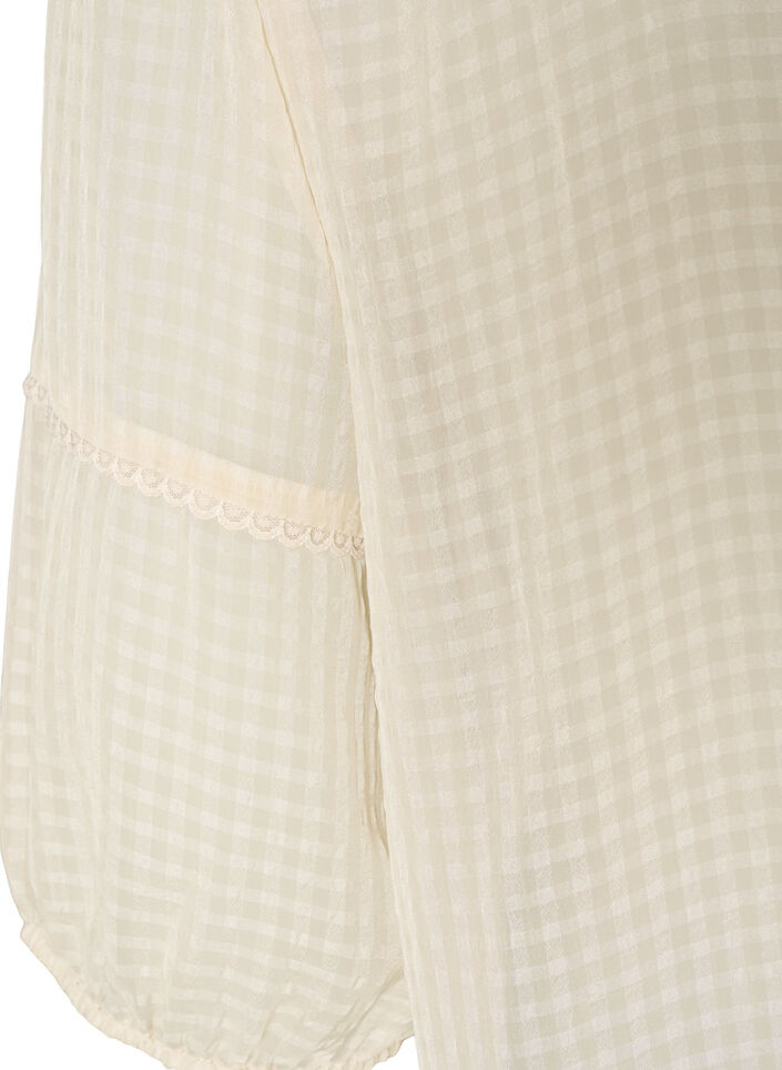 Bluse aus Seersucker mit Bindeband, Beige, Packshot image number 3