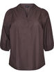 Blouse &agrave; carreaux avec col en V et manches 3/4, Marron, Packshot image number 0