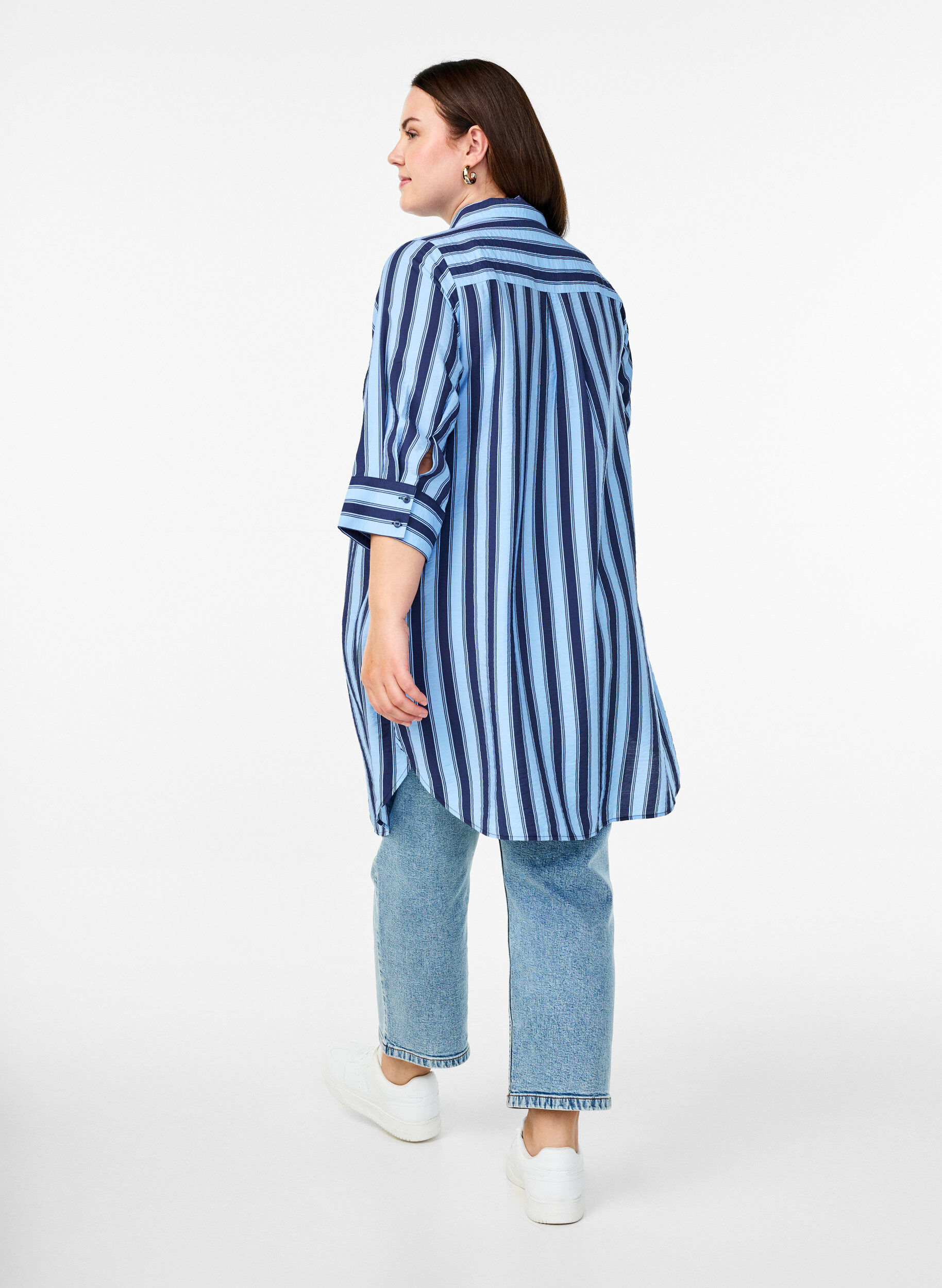 ZizziKleid mit Kragen und Brusttasche, Blau, Model image number 2