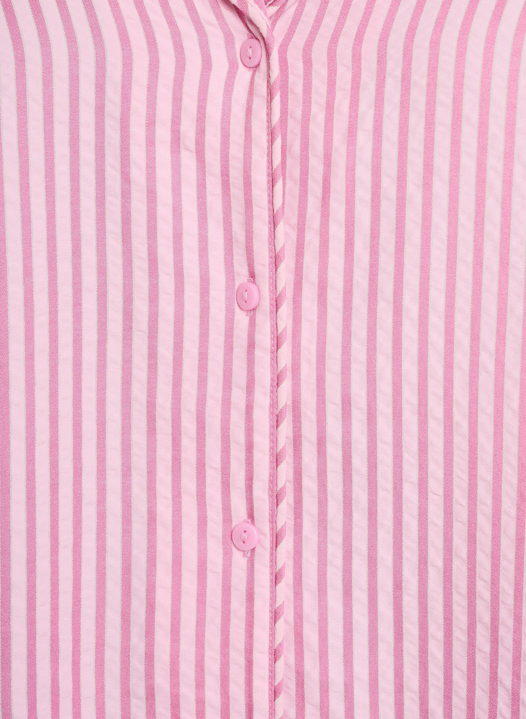 Zizzi Pyjamahemd aus Seersucker mit langen &Auml;rmeln, Pink, Packshot image number 2