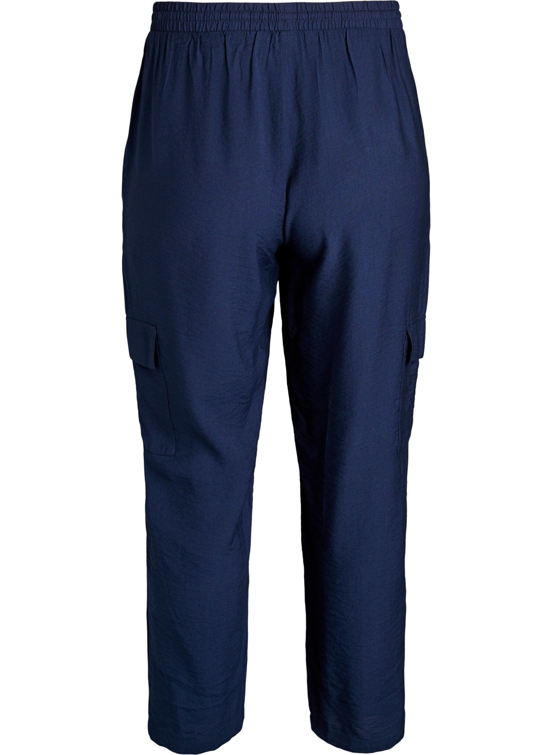 Zizzi Pantalon cargo taille haute, Bleu, Packshot image number 1