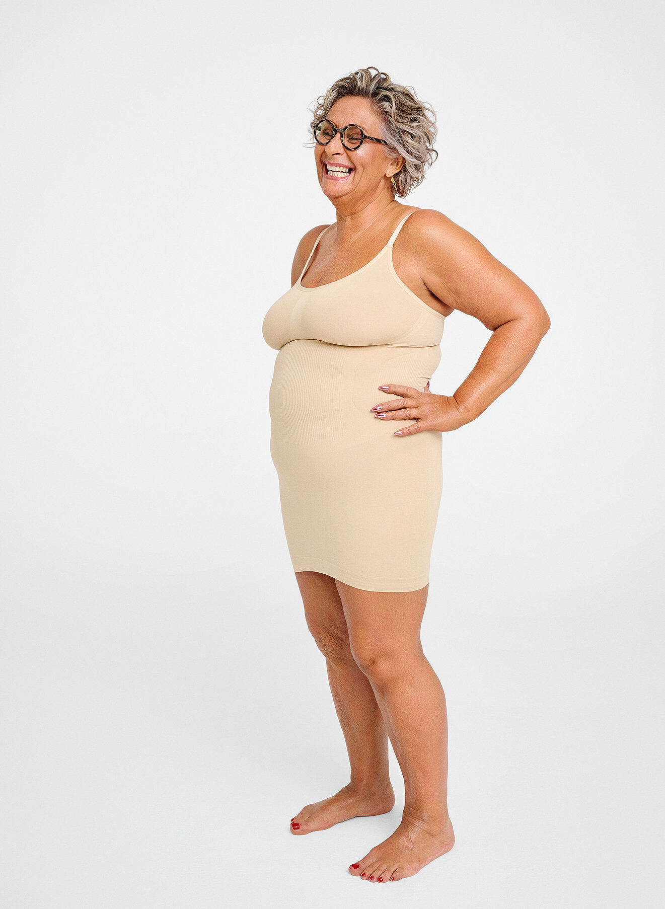Zizzi Shapewear Kleid mit breiten Tr&auml;gern, Beige, Image image number 1