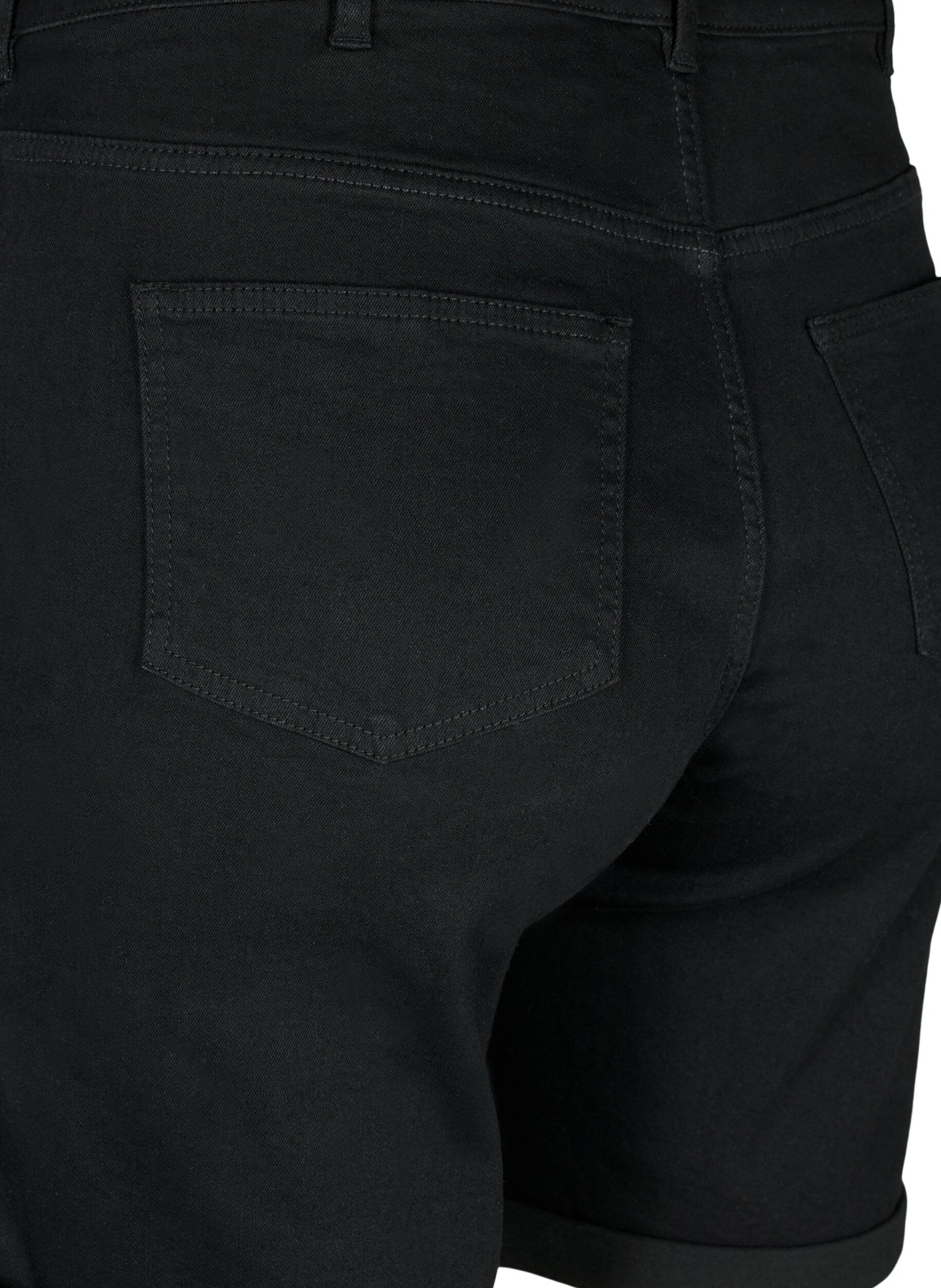 Zizzi  Shorts en jean moulants &agrave; taille haute, Black, Packshot image number 3
