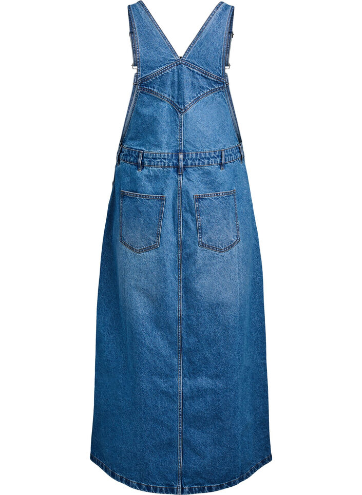 Midi-Latzkleid aus Denim, Blue Denim, Packshot image number 1