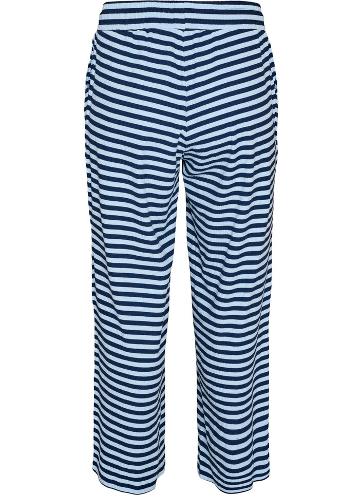 Pantalon de pyjama ray&eacute; &agrave; taille haute et coupe ample, Bleu, Packshot image number 1