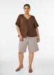 Bluse mit Struktur und Taillenbindung, Braun, Model image number 1