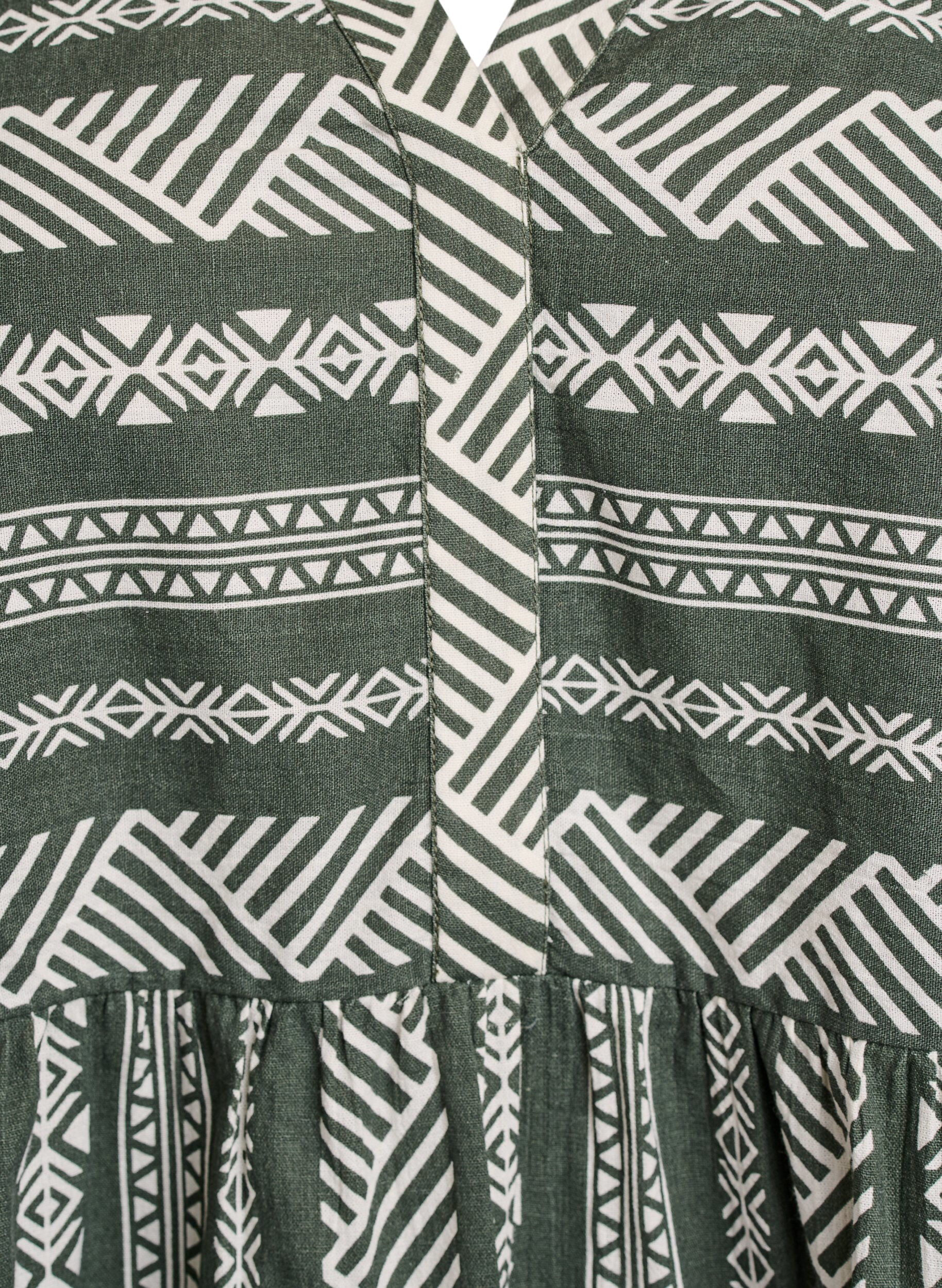 Zizzi Robe courte &agrave; imprim&eacute; graphique et manches 3/4, Vert, Packshot image number 2