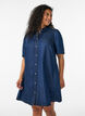 Jeanskleid aus Lyocell mit Kn&ouml;pfen und kurzen &Auml;rmeln, Blau, Model image number 1