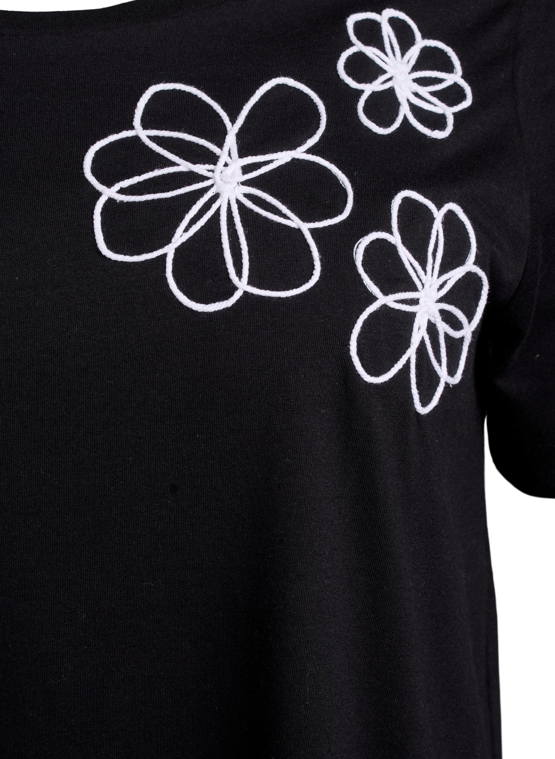 Zizzi T-Shirt mit dekorativen Details, Schwarz, Packshot image number 2