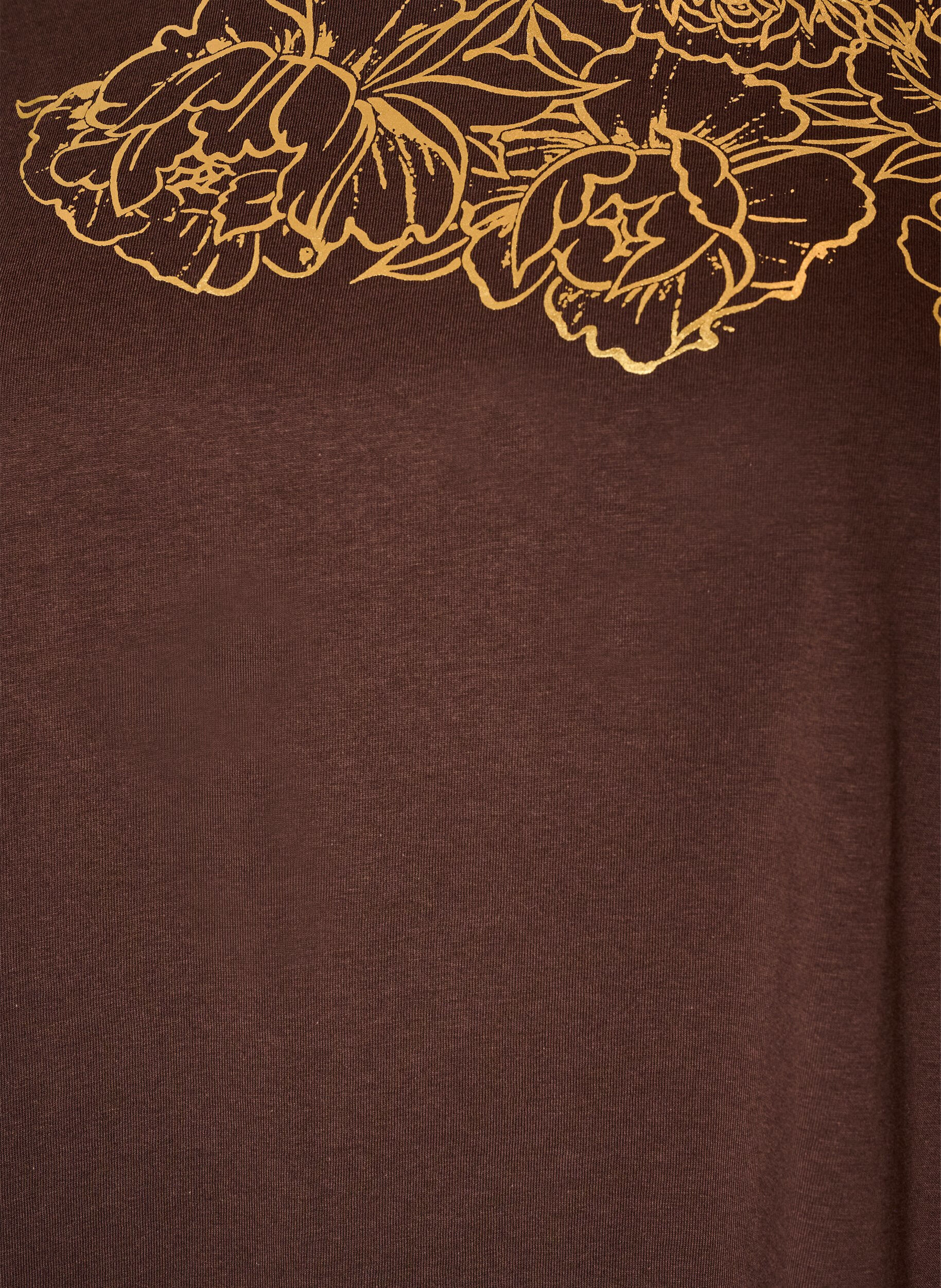 ZizziT-Shirt aus Baumwolle mit Blumenprint, Braun, Packshot image number 2