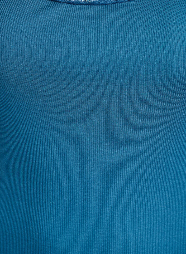Top with lace trim, Bleu p&eacute;trole, Packshot image number 2