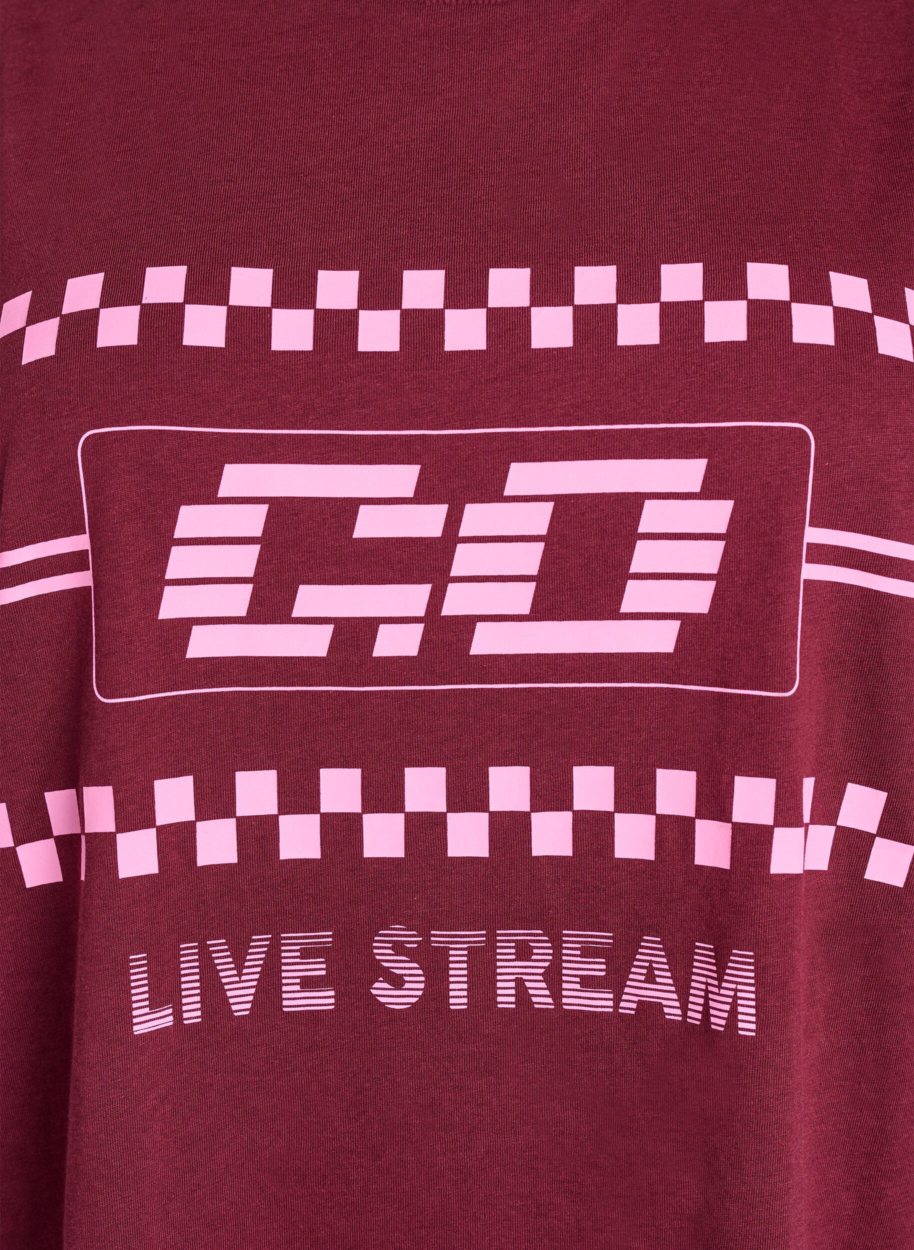 Zizzi Oversize-Shirt mit sportlichem Print, Dunkles Bordeaux, Packshot image number 2