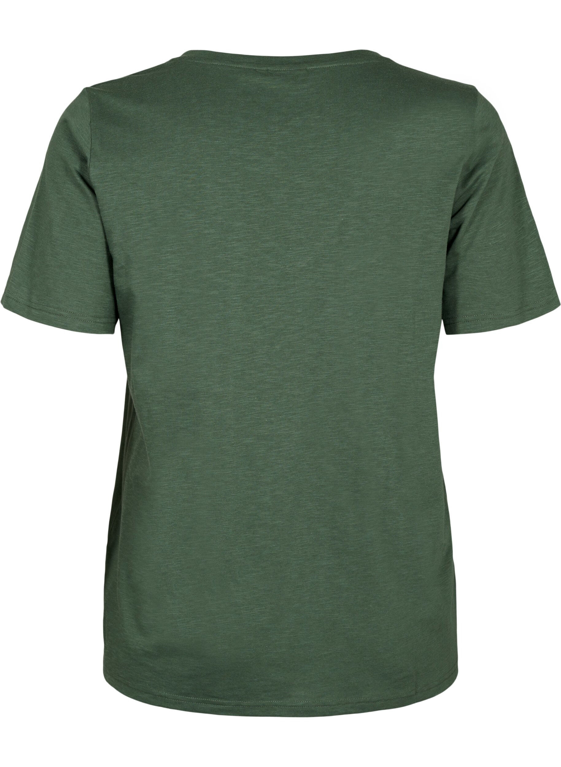 Zizzi Kurz&auml;rmliges Basic-T-Shirt mit V-Ausschnitt, Gr&uuml;n, Packshot image number 1