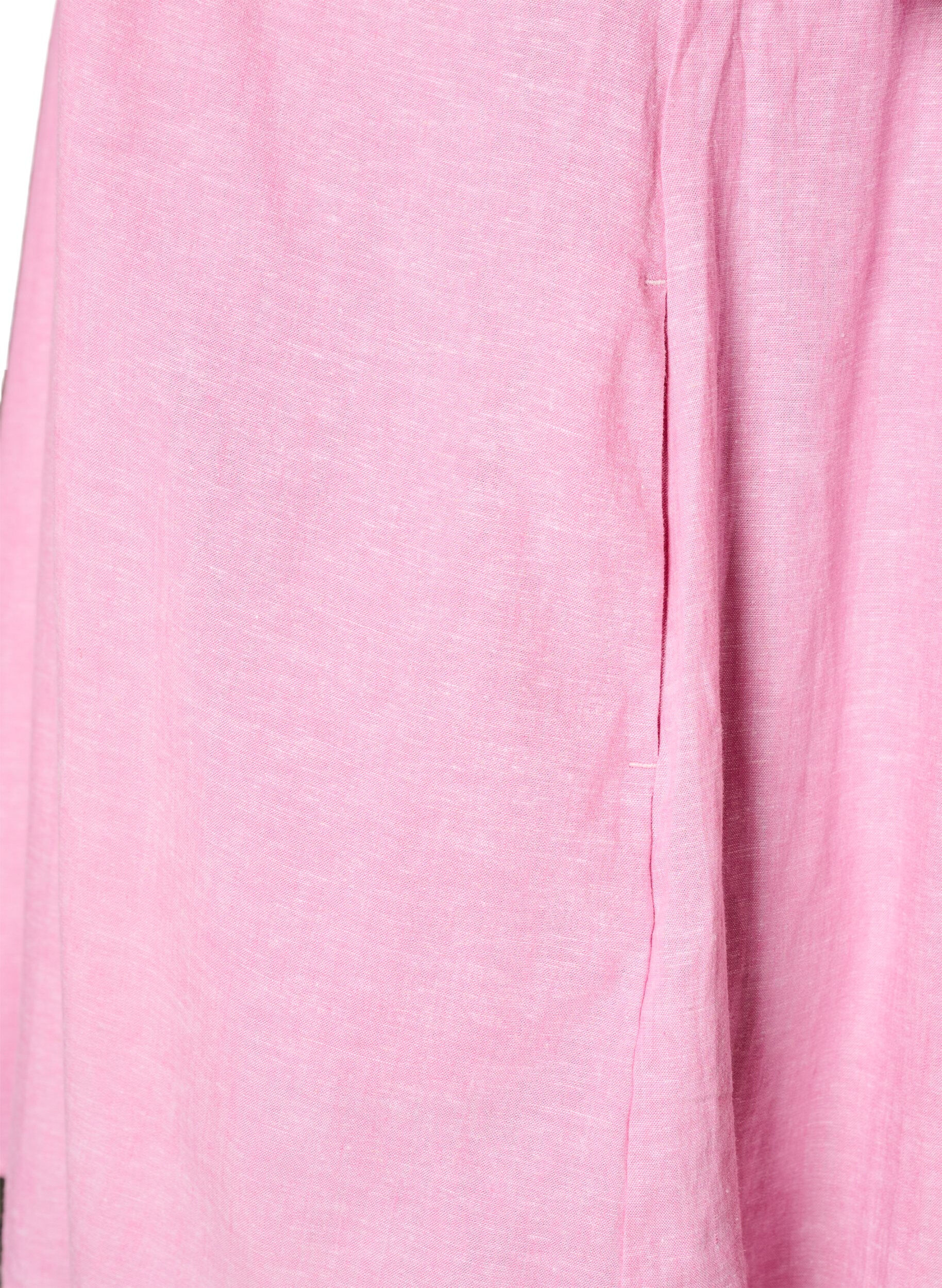 ZizziLinen and viscose tunic with A-shape, Pink, Packshot image number 3