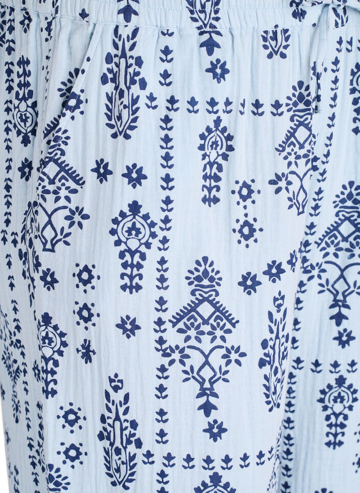 Pantalon ample en mousseline de coton &agrave; pois, Bleu Clair, Packshot image number 2