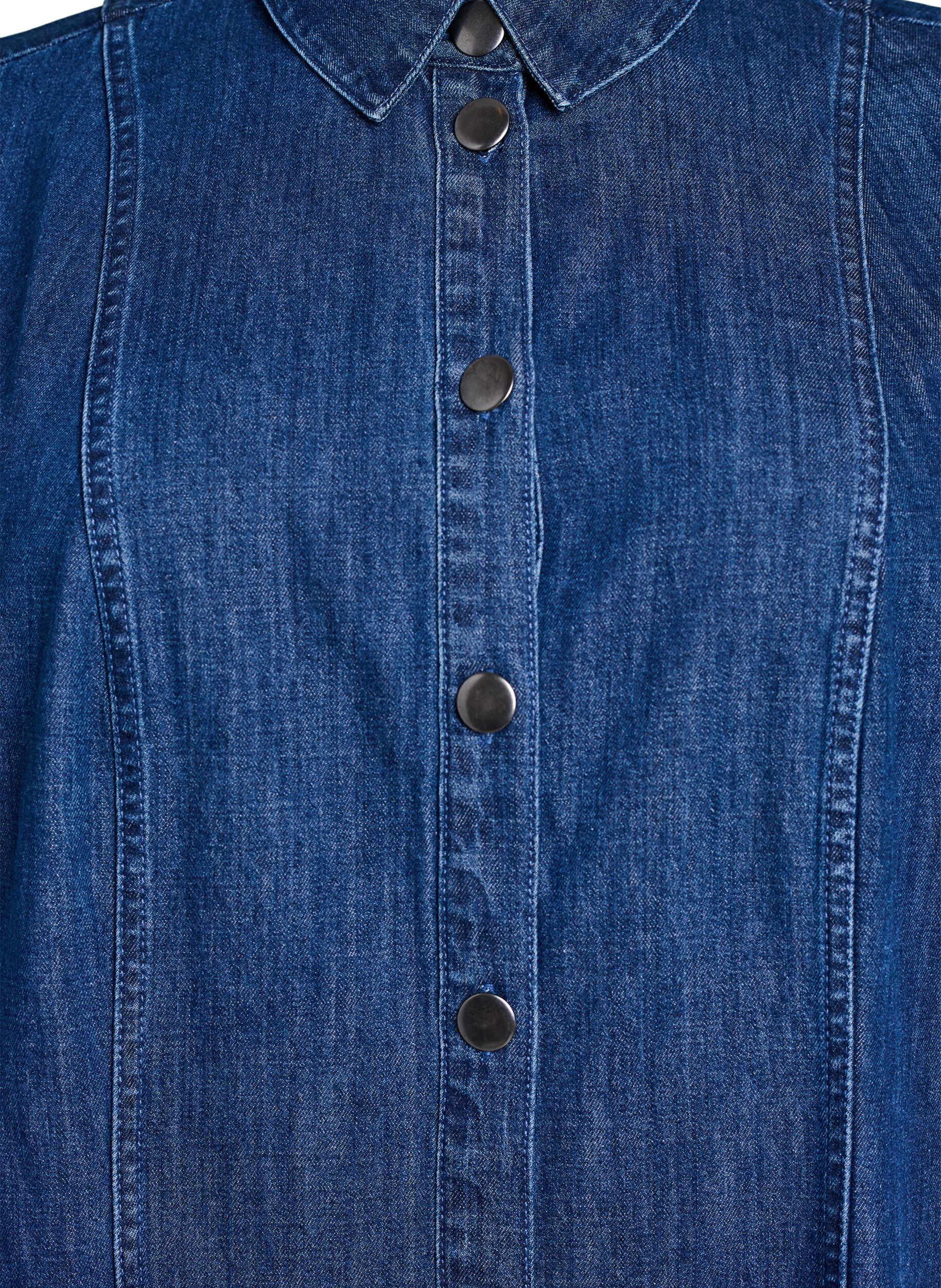Zizzi Robe-chemise en denim mi-longue, Bleu, Packshot image number 2