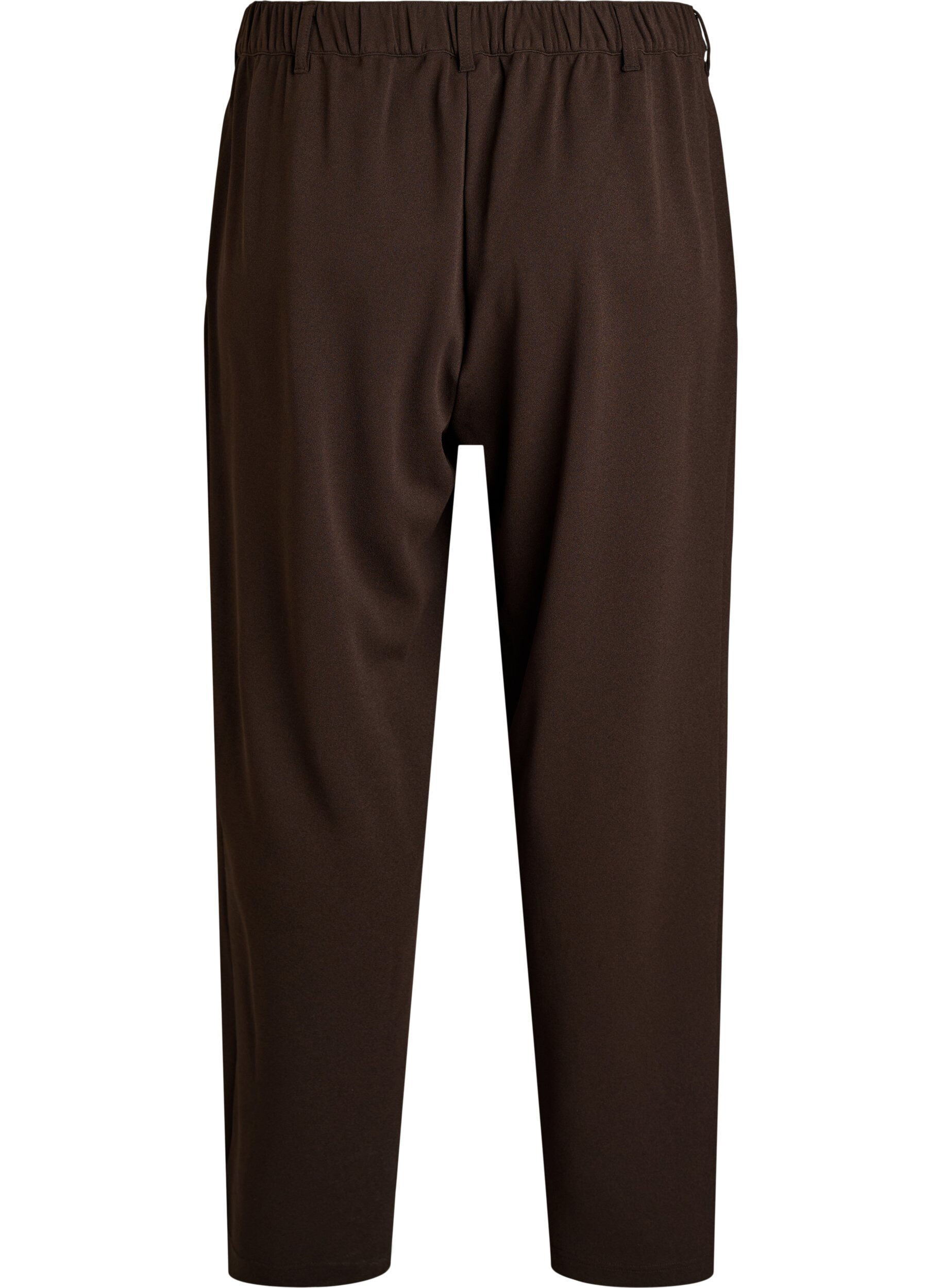 Zizzi Pantalon taille haute avec ceinture et boucle dor&eacute;e, Marron, Packshot image number 1
