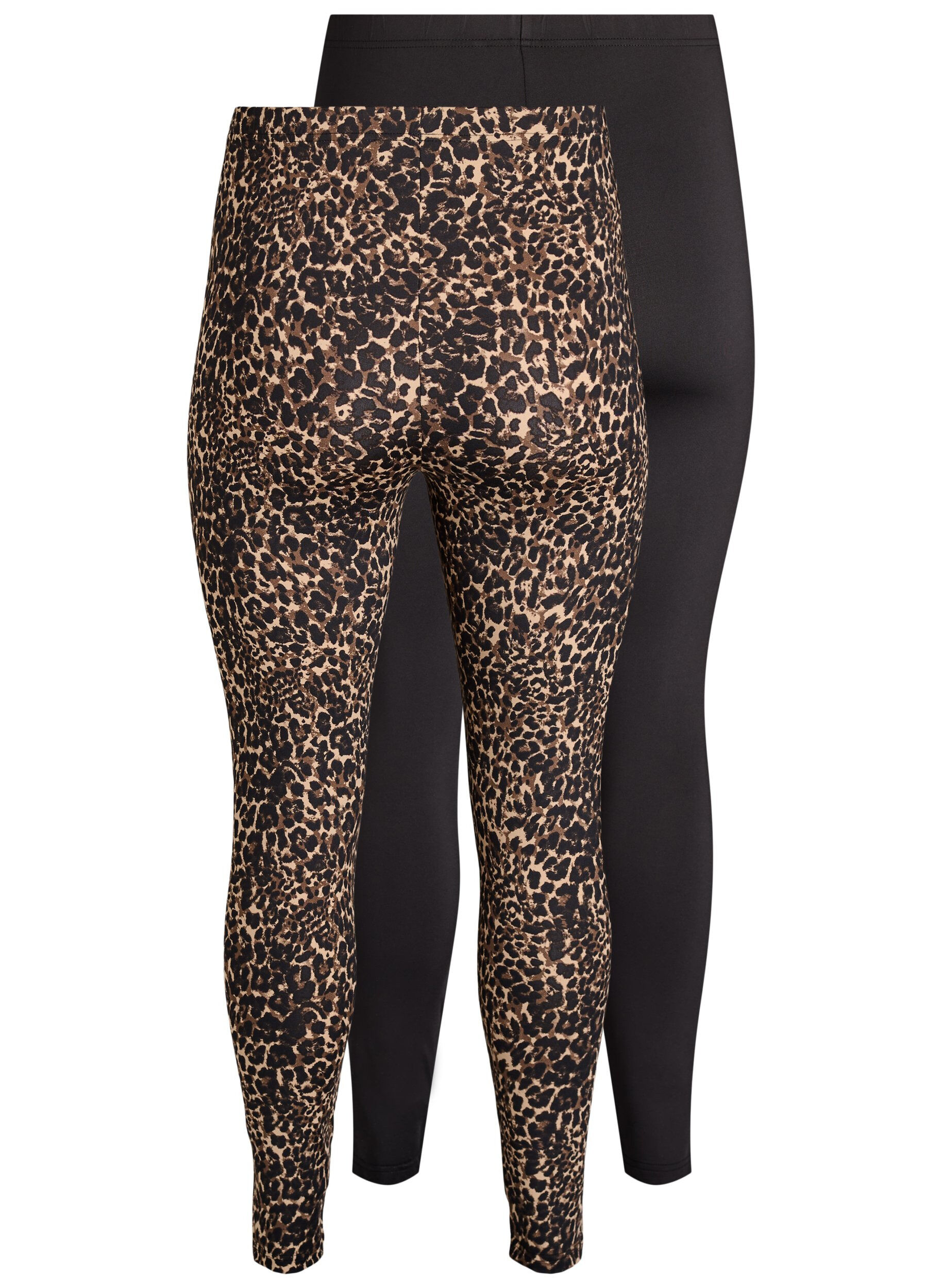 Zizzi Lot de 2 leggings longs &agrave; taille standard, Noir, Packshot image number 1