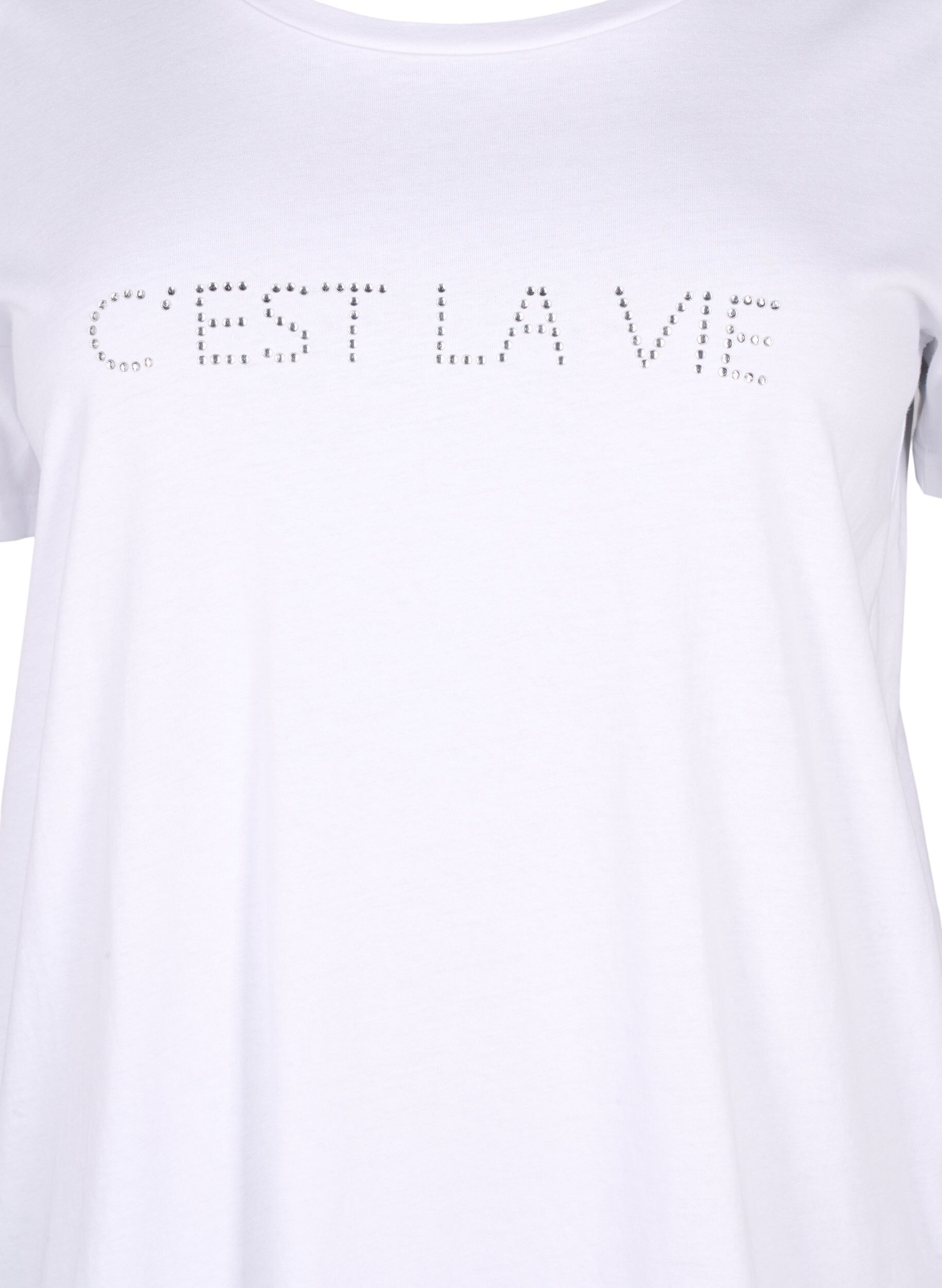 Zizzi T-Shirt mit Strasssteinen, B.White W.Rhinestone, Packshot image number 2
