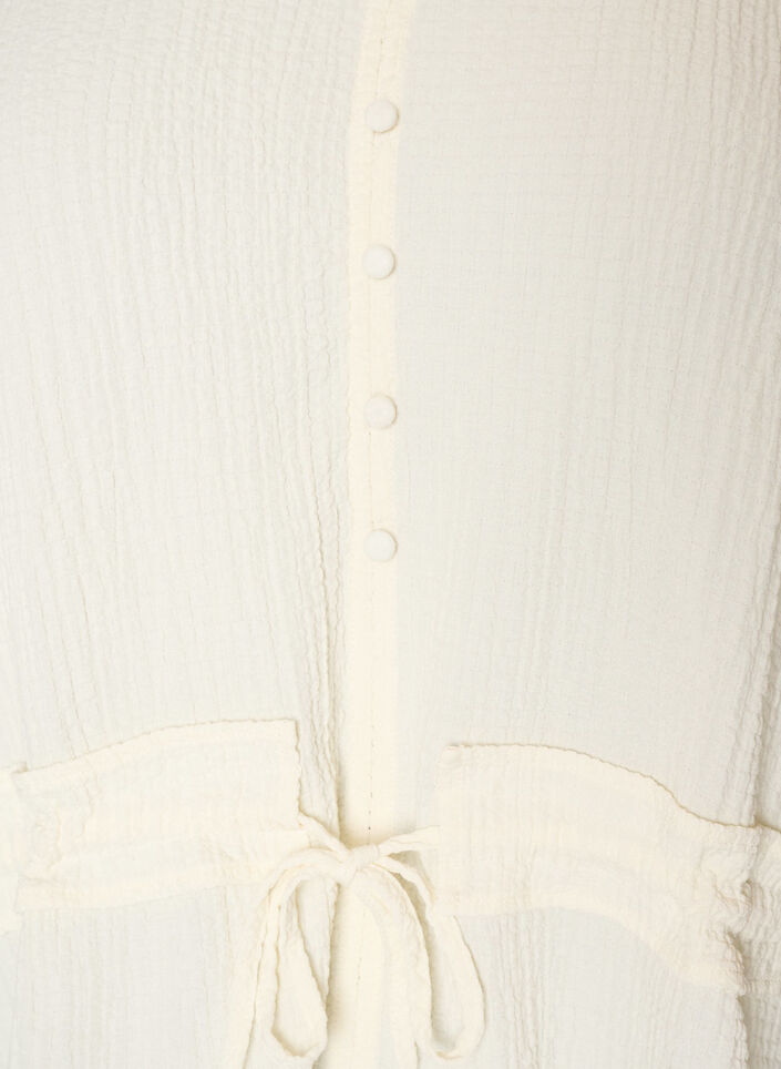 Bluse mit Struktur und Taillenbindung, Vanille, Packshot image number 2