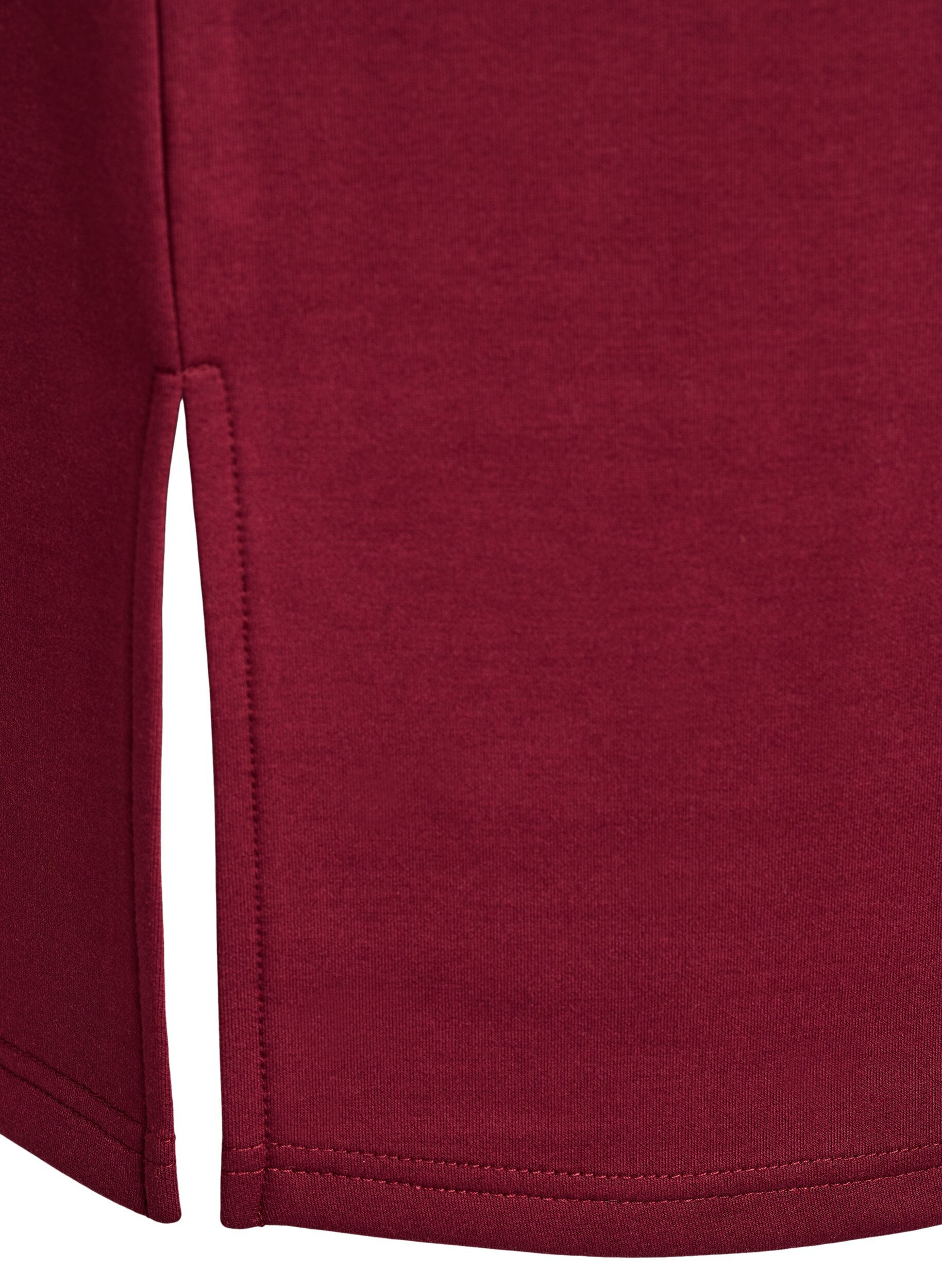 Zizzi Robe sweat courte avec col montant et zip, Bordeaux fonc&eacute;, Packshot image number 3
