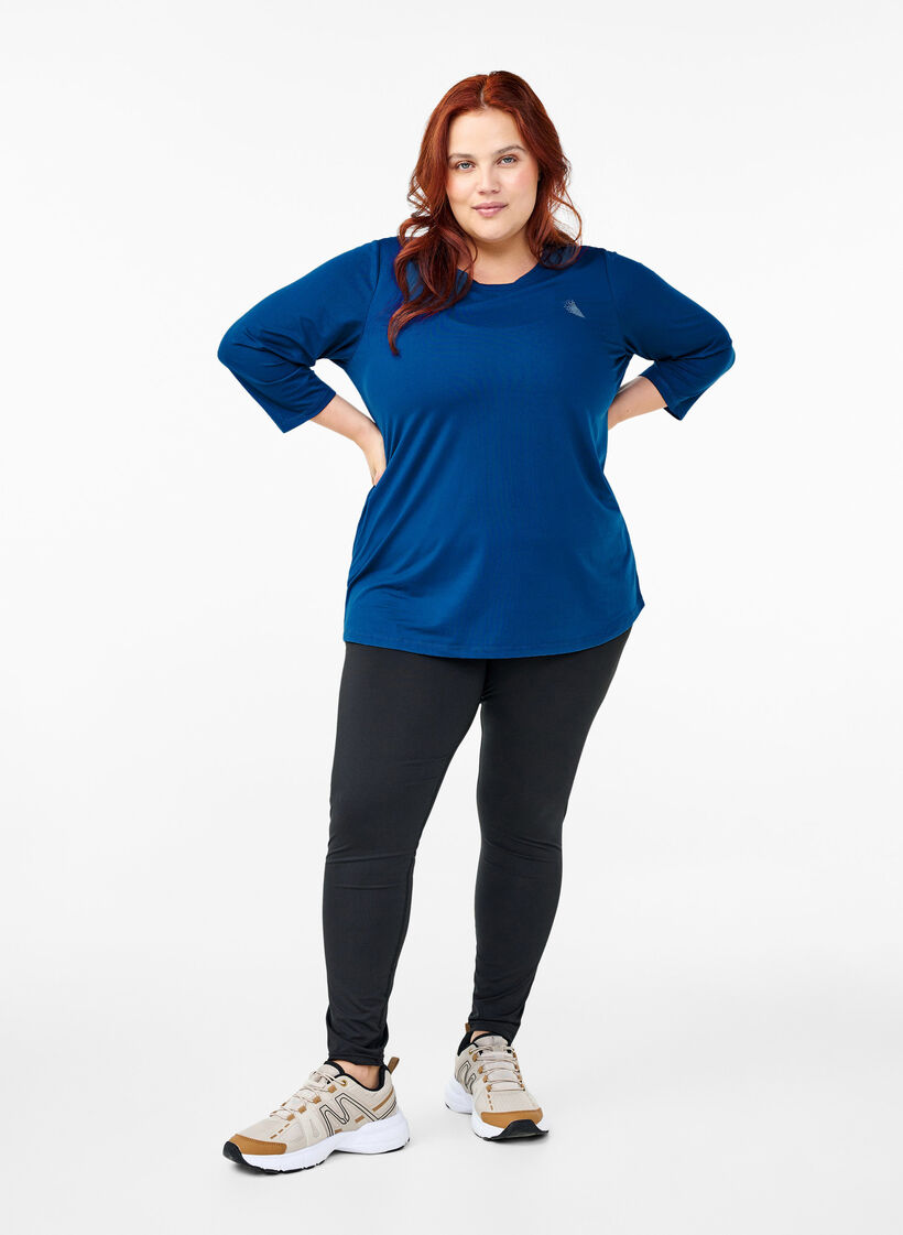 Blouse d'entraînement à manches 3/4, Bleu, Model image number 1