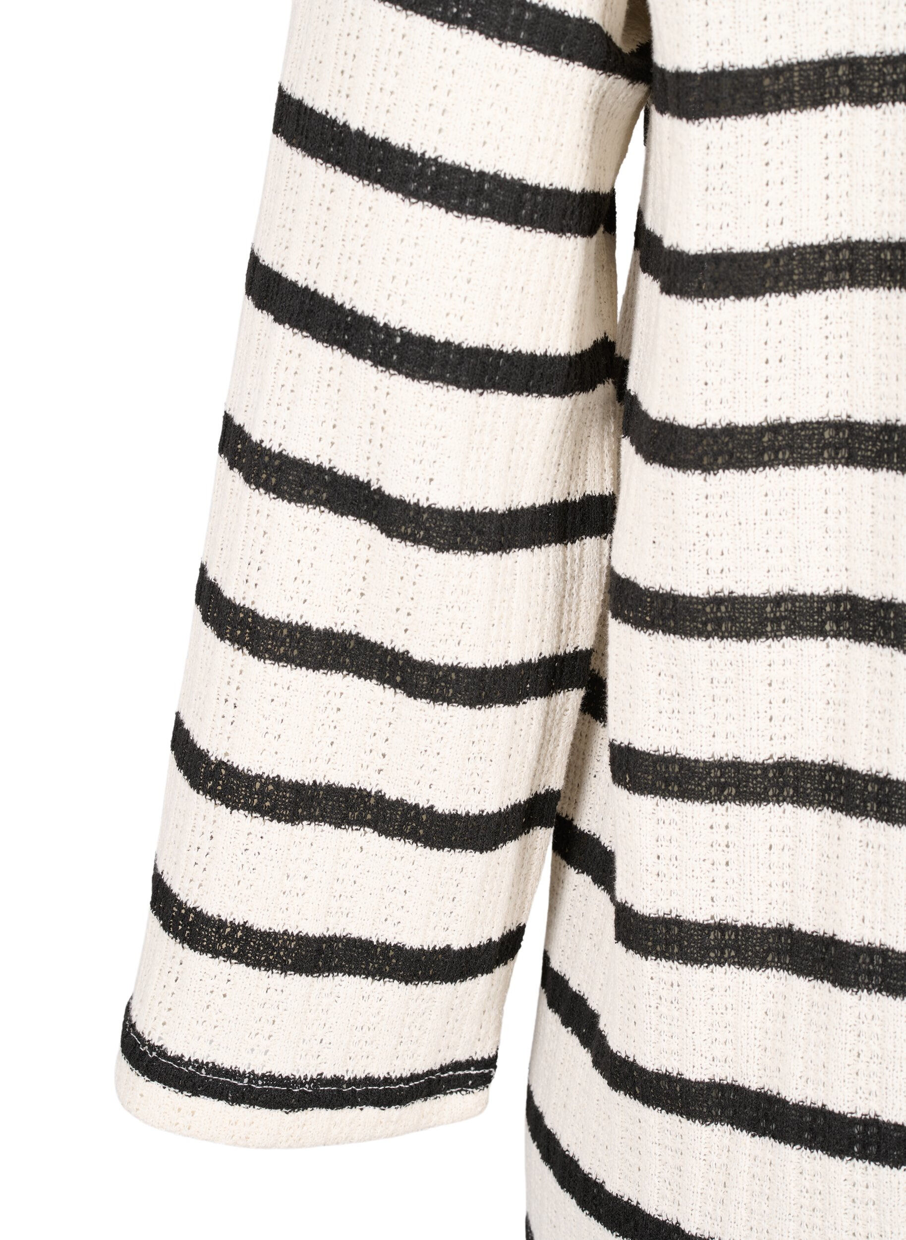 Zizzi Cardigan ray&eacute; avec cordon de serrage, Sand Black Stripe, Packshot image number 3