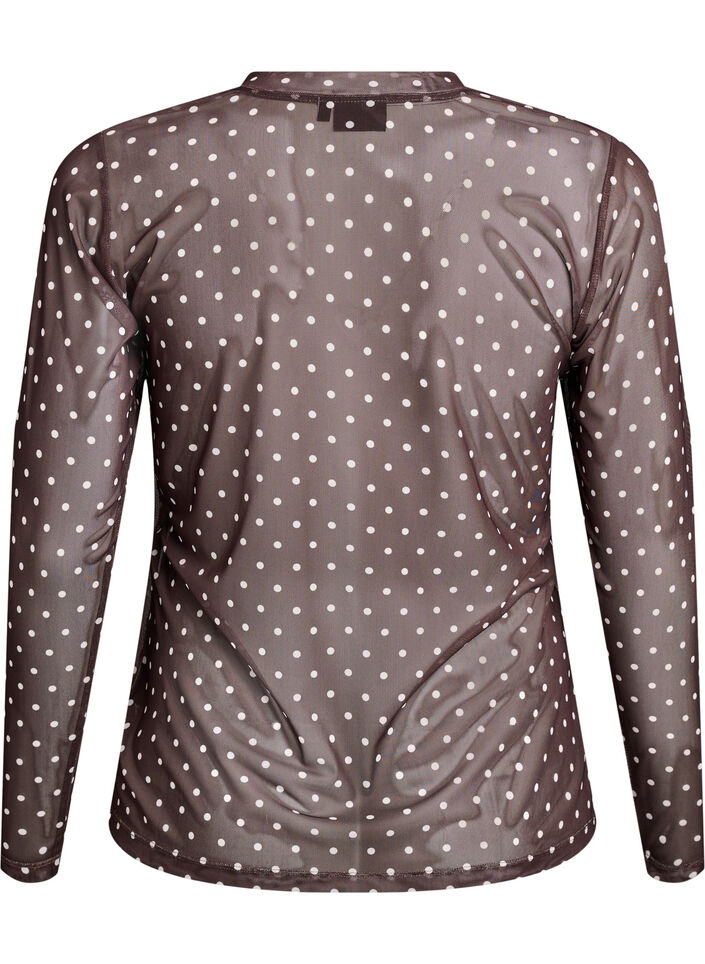 Blouse en maille &agrave; pois, Marron, Packshot image number 1
