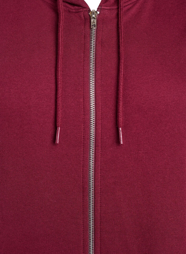 Lange Sweatjacke aus Baumwolle mit Kapuze, Dunkles Bordeaux, Packshot image number 2