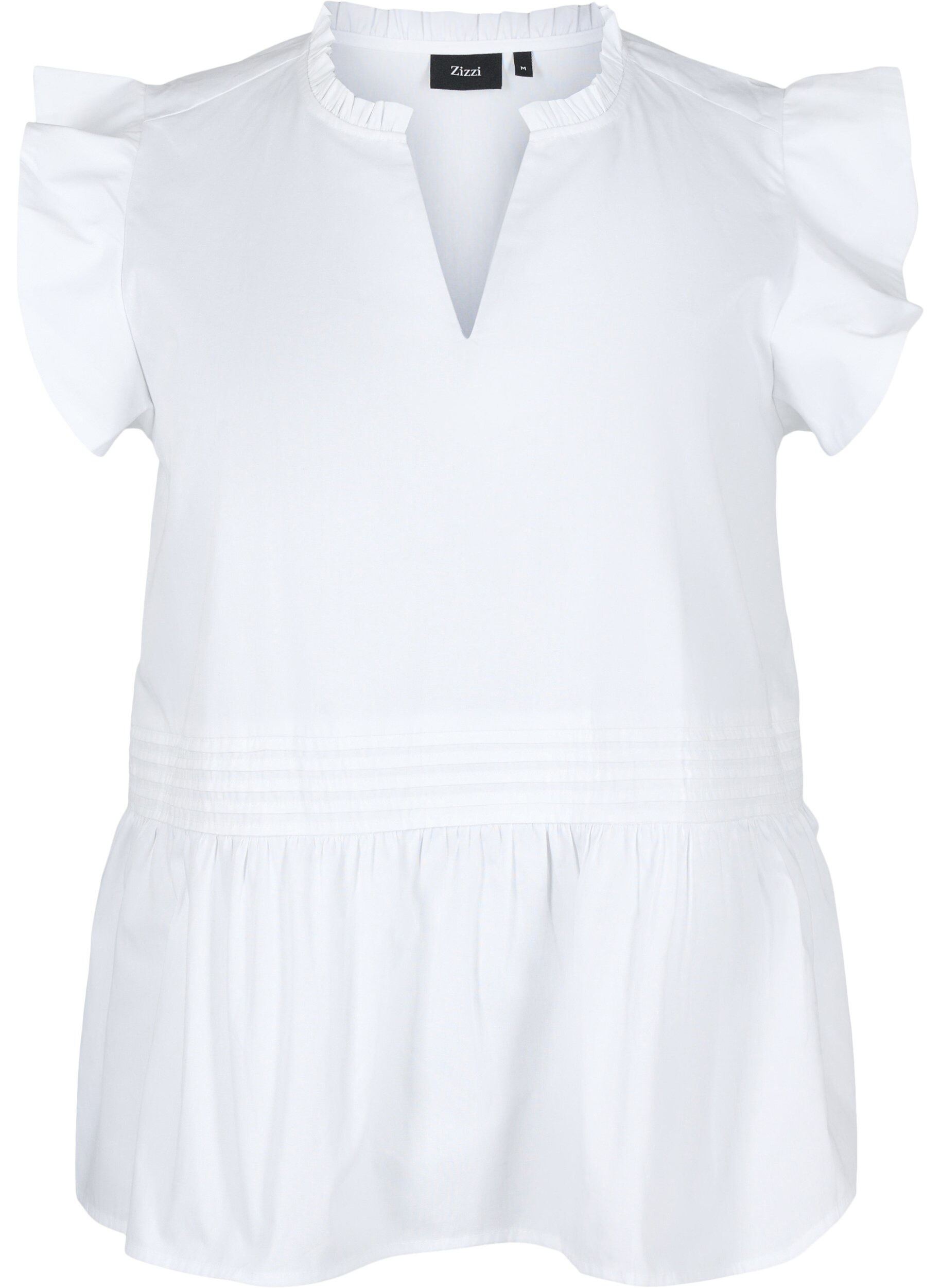 Zizzi &Auml;rmelloses Top mit Biesen und R&uuml;schendetails, Wei&szlig;, Packshot image number 0