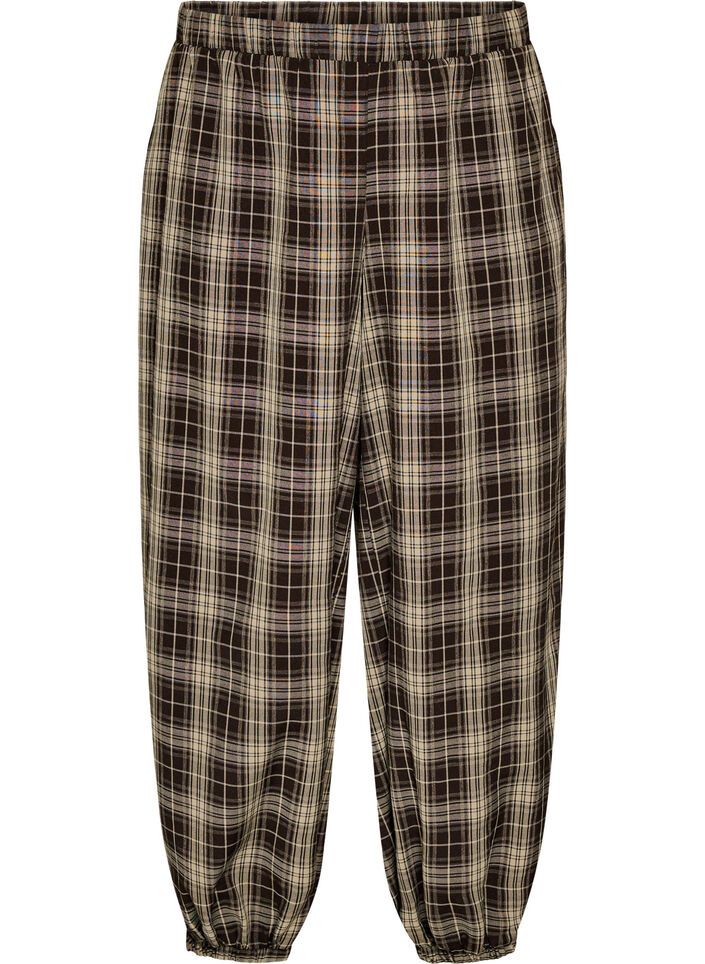 Karierte Ballonhose mit hoher Taille, Gr&uuml;n, Packshot image number 0