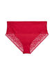 Culotte tai en dentelle et microfibre brillante, Rouge, Packshot image number 0