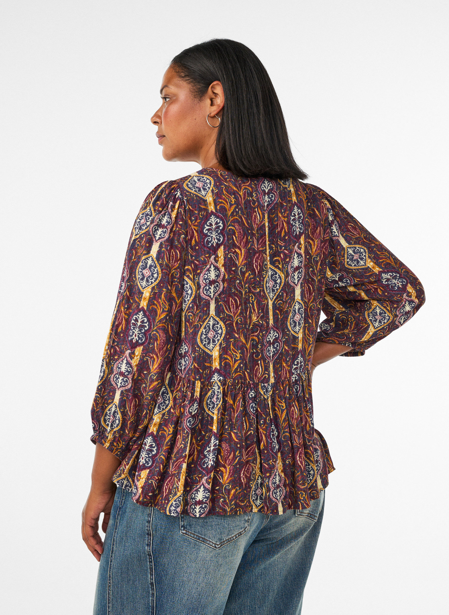 ZizziBluse mit Paisleymuster und Spitzendetails, Lila, Model image number 2