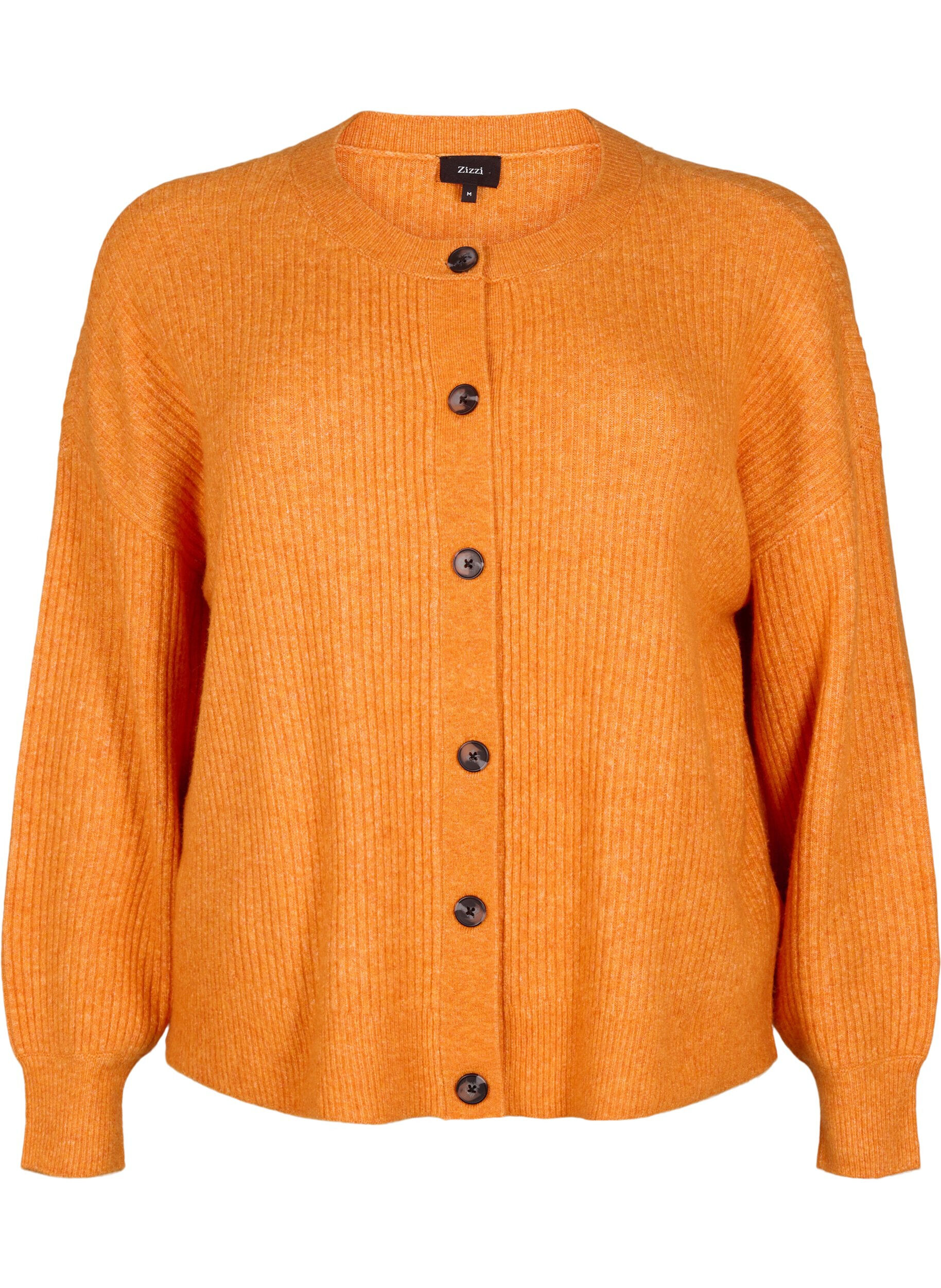 Zizzi Cardigan en tricot c&ocirc;tel&eacute; avec boutons, Orange fonc&eacute;, Packshot image number 0