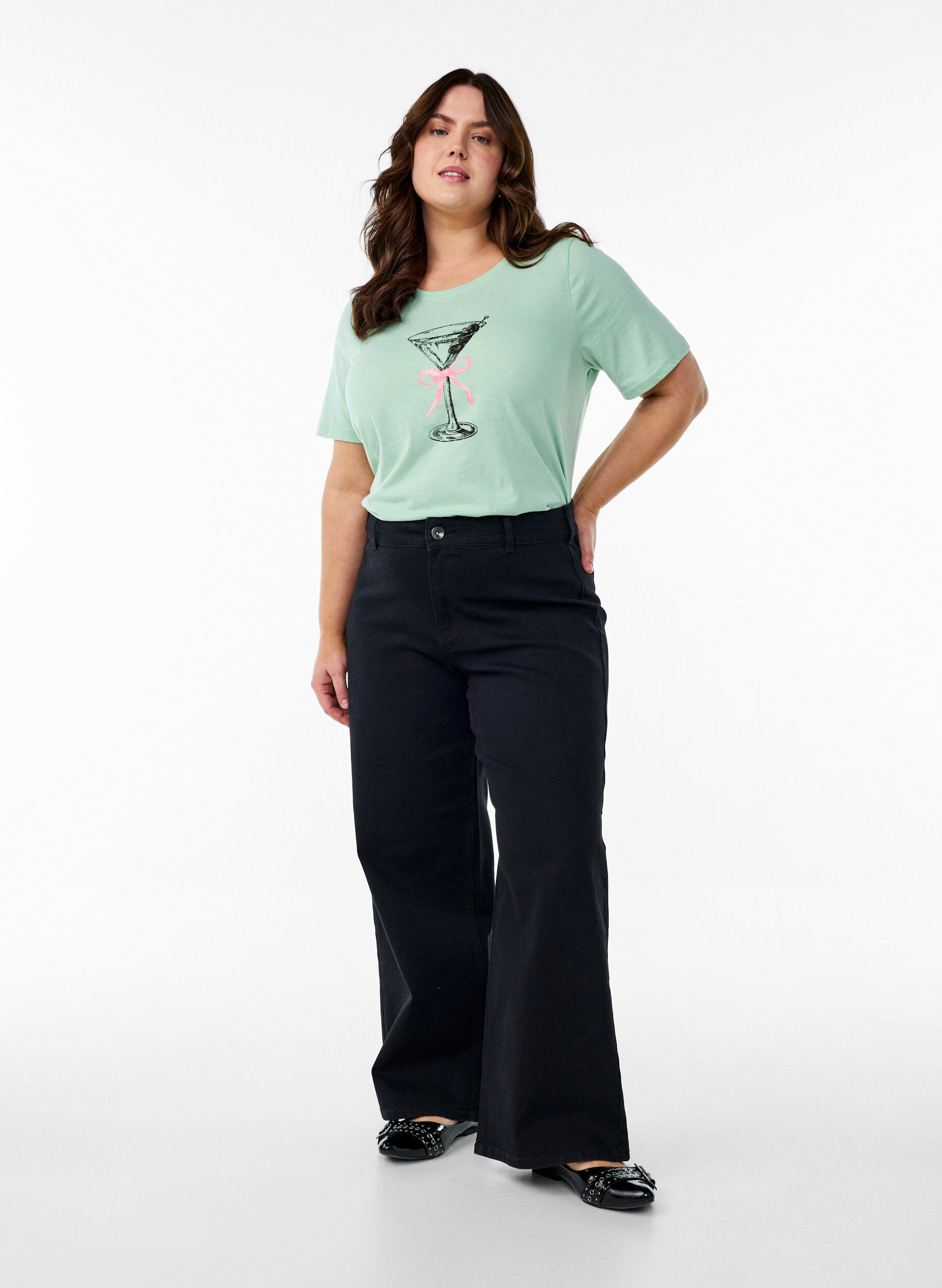 Zizzi FLASH - T-Shirt mit Print, Gr&uuml;n, Model image number 1