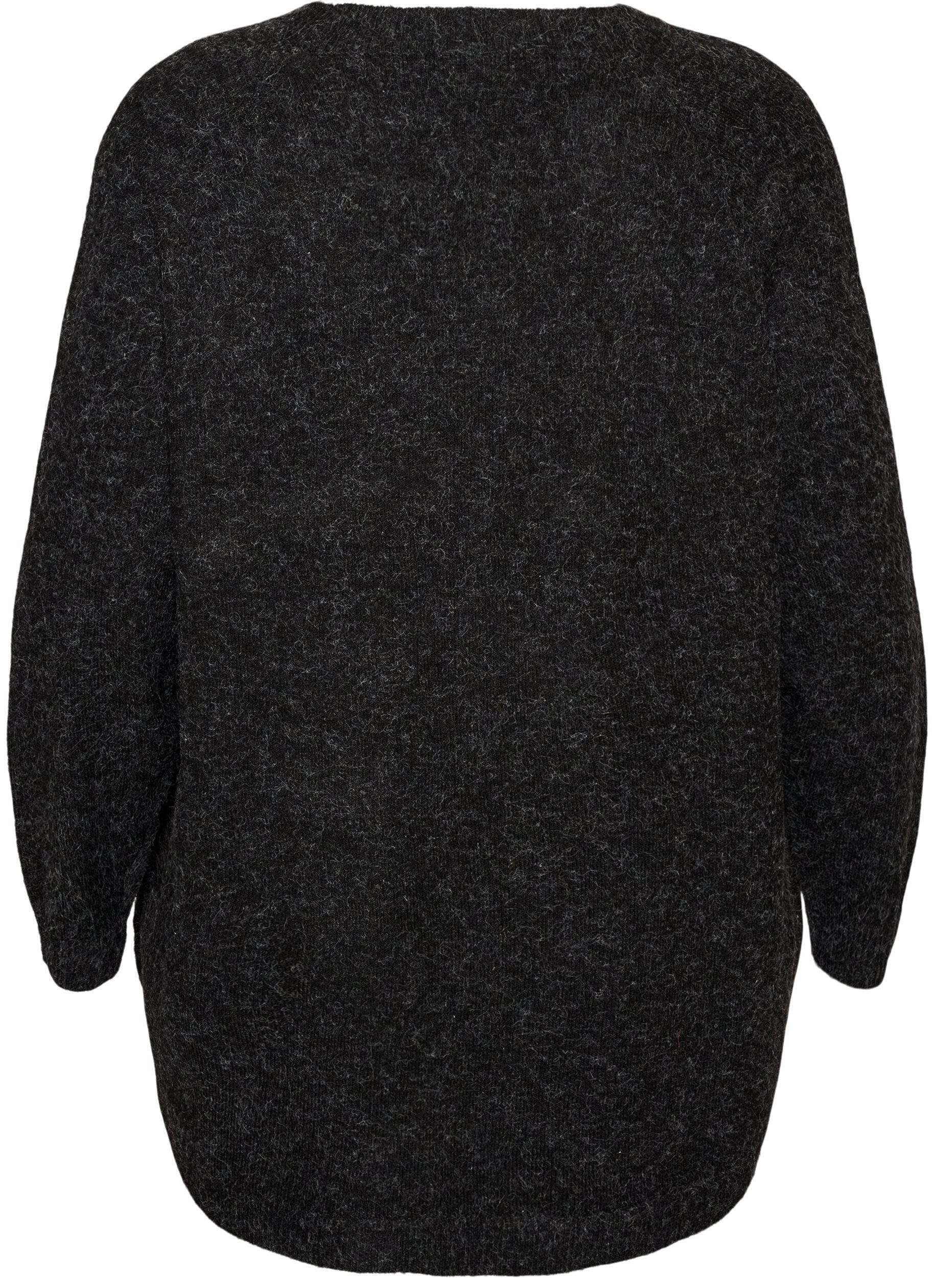 ZizziLange Strickbluse mit Kugelkn&ouml;pfen, Grau, Packshot image number 1
